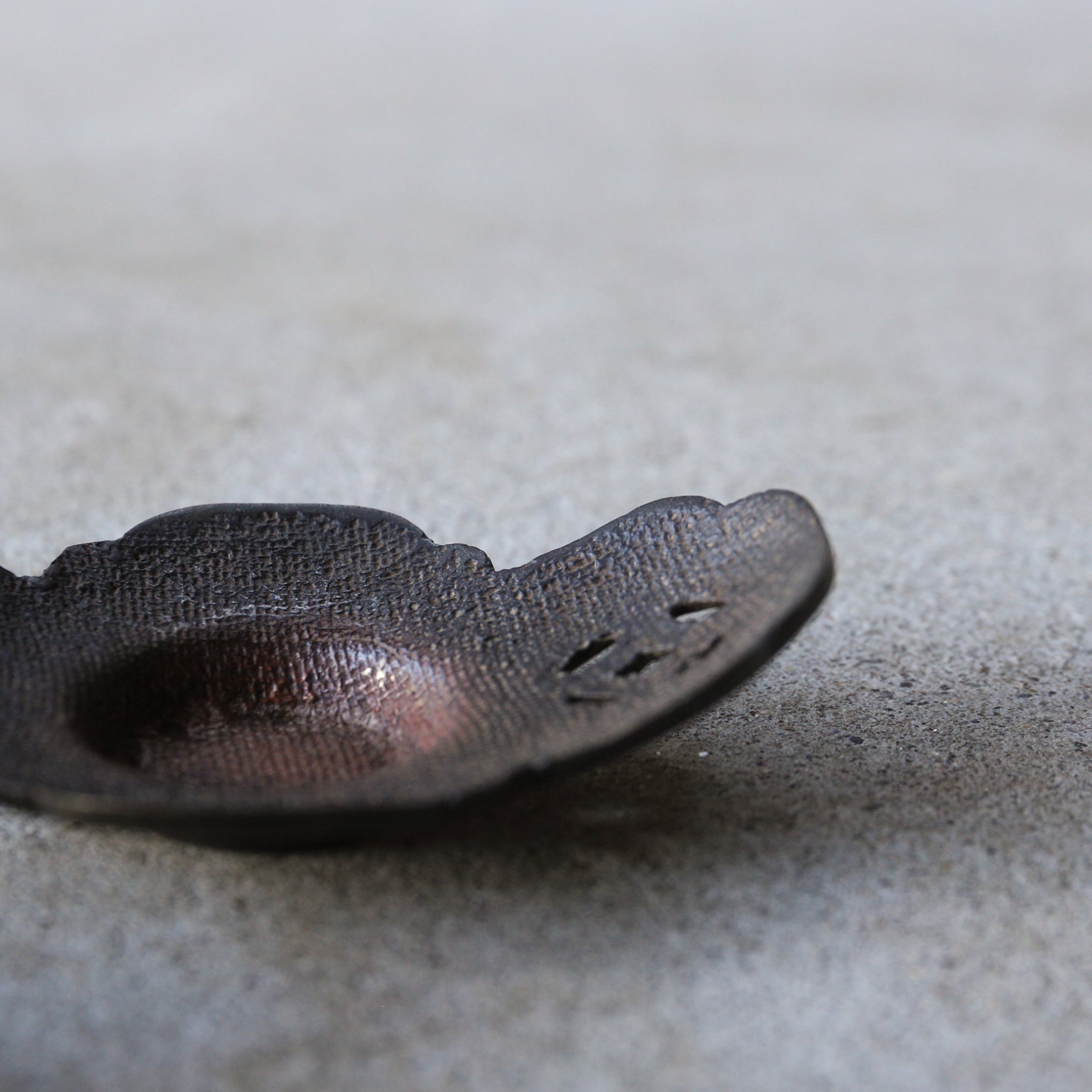 OLD MELON-SHAPED COPPER TEA SAUCER, With openwork design, set of 5