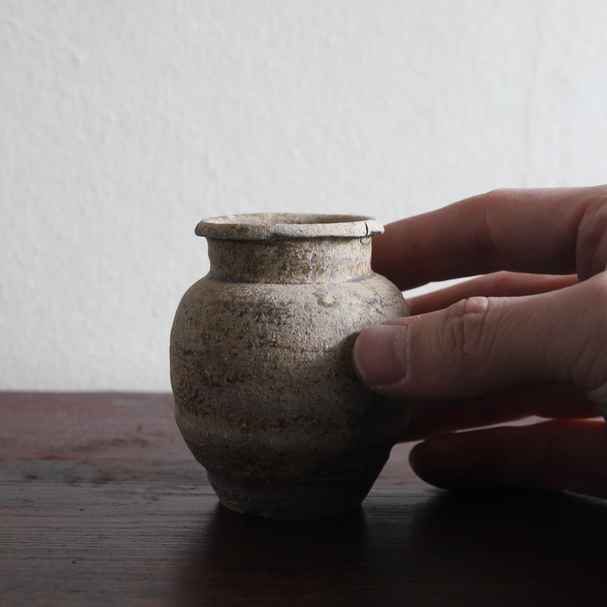 SMALL JAR, Ko-Seto, ash-glazed, Muromachi Period(1336–1573CE)