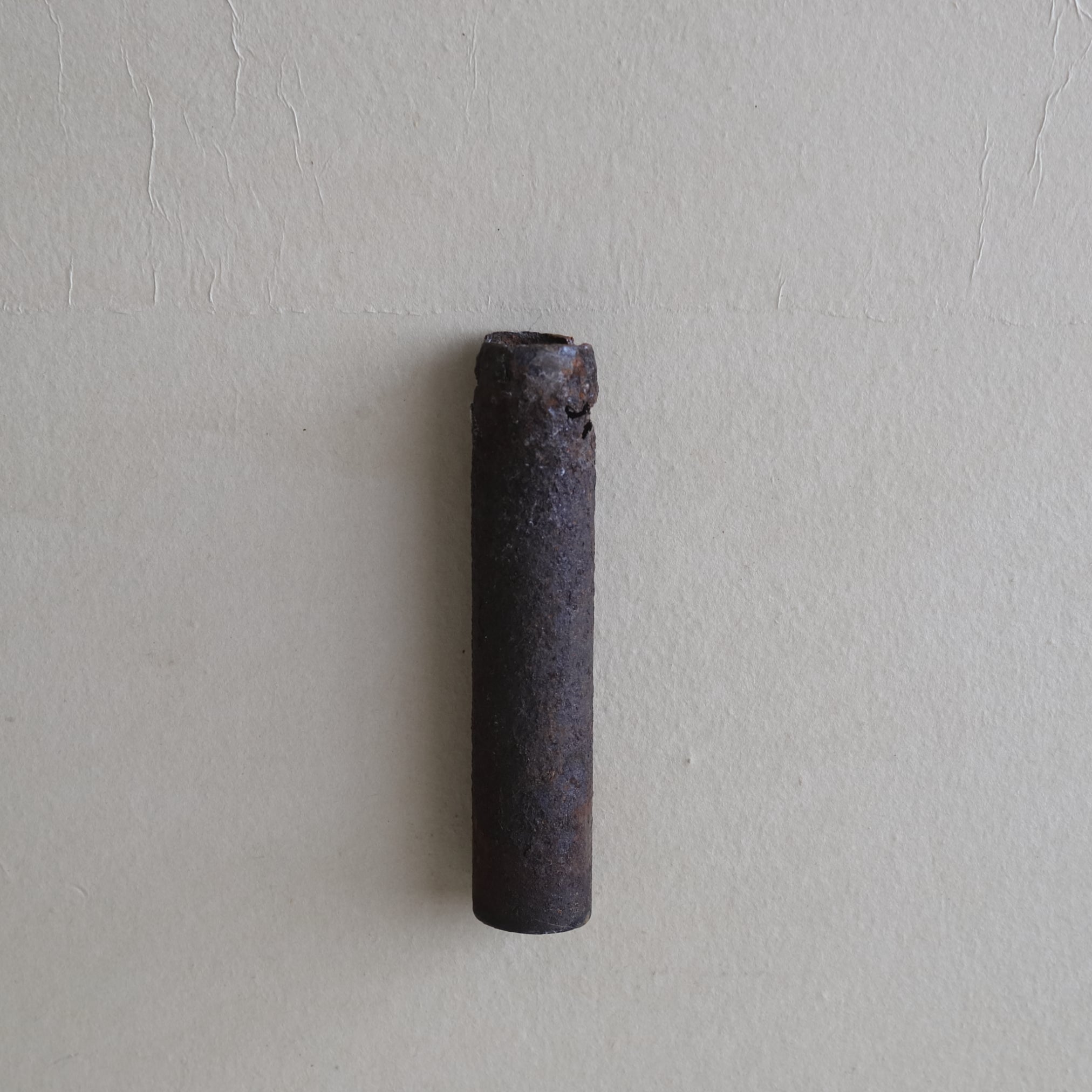 PITTED AGED IRON TUBE / HANGING FLOWER VASE, a