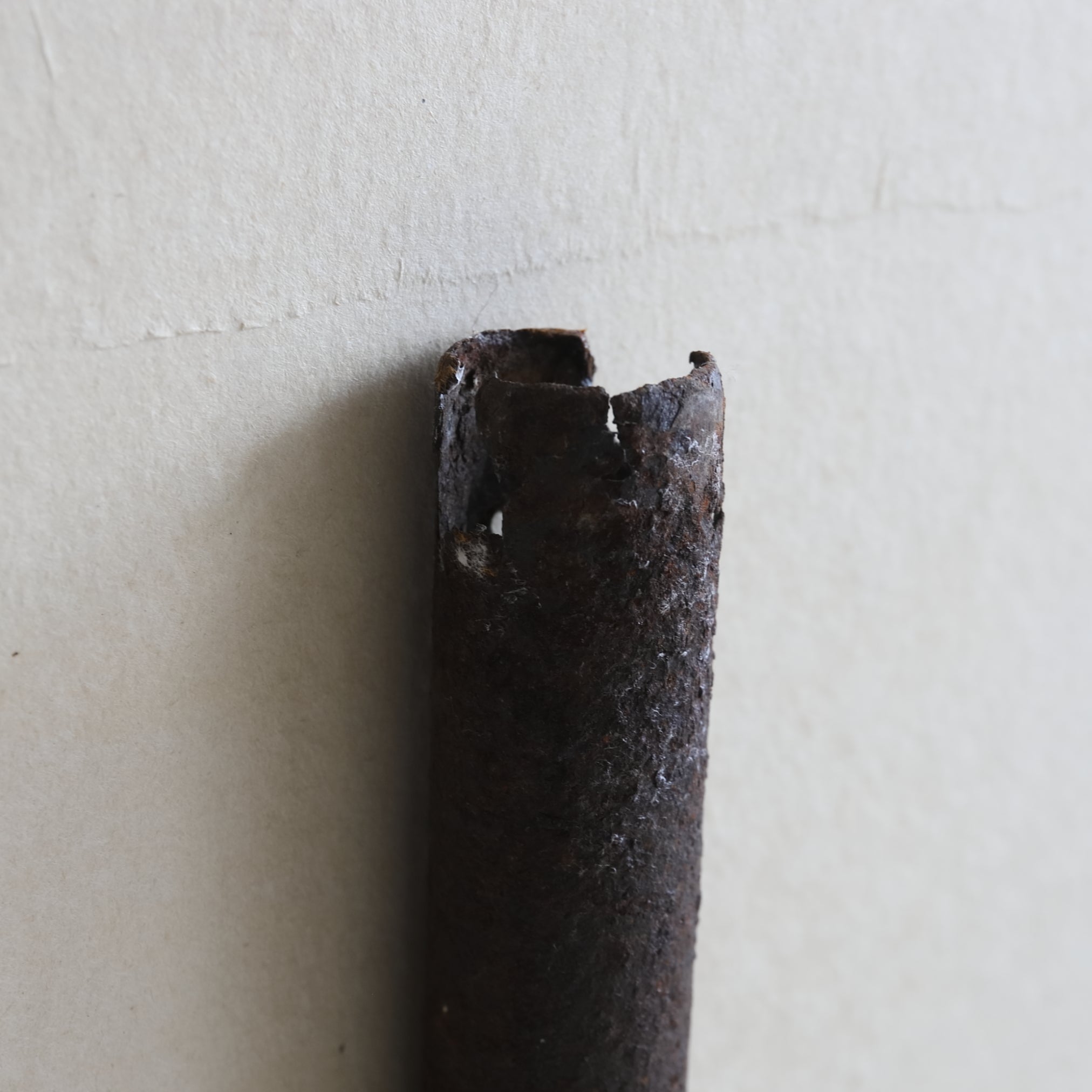 PITTED AGED IRON TUBE / HANGING FLOWER VASE, a