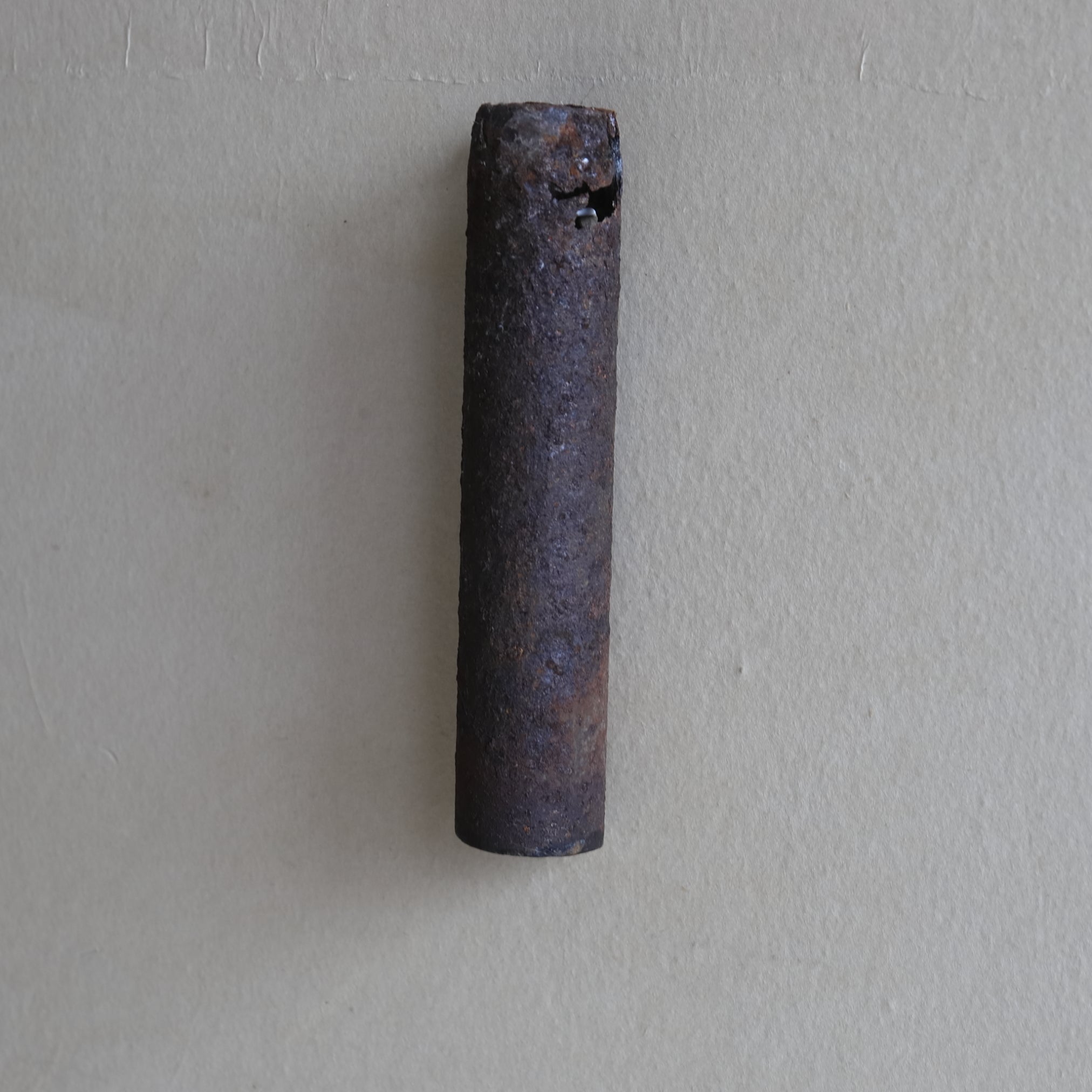 PITTED AGED IRON TUBE / HANGING FLOWER VASE, a