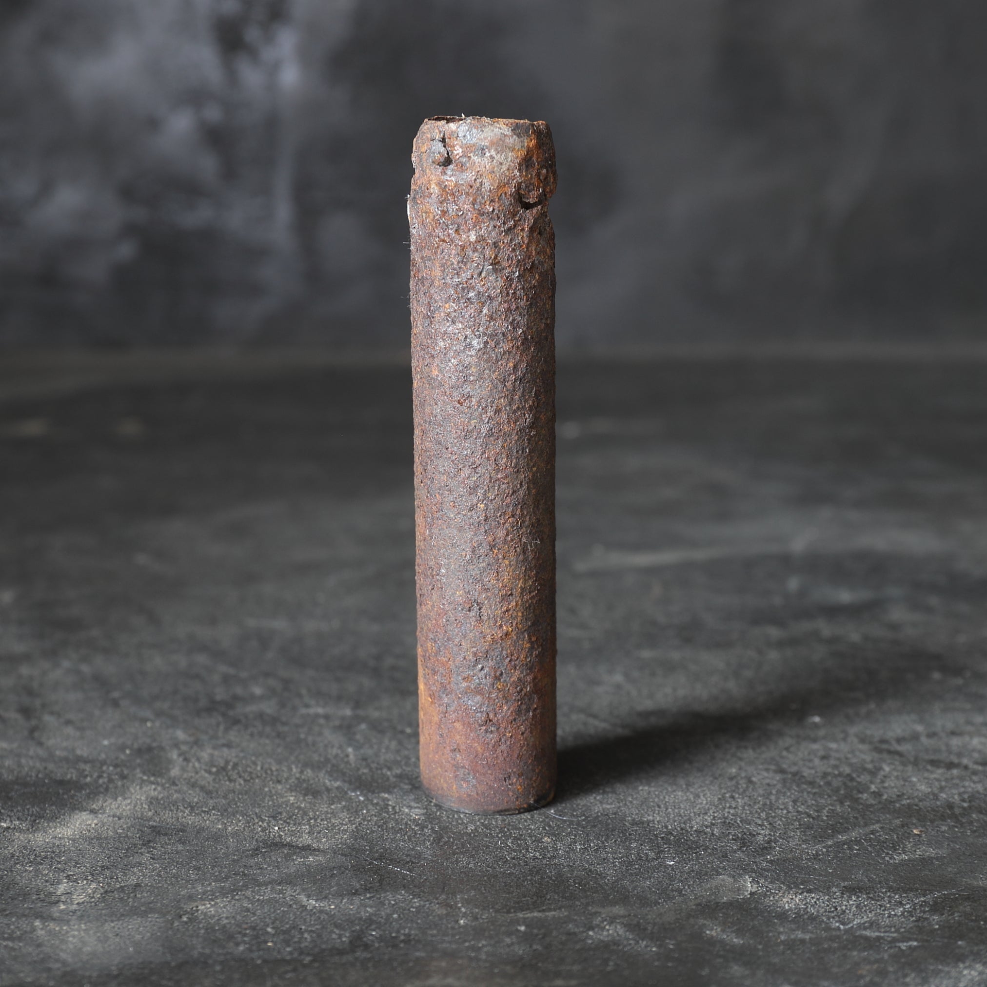 PITTED AGED IRON TUBE / HANGING FLOWER VASE, a