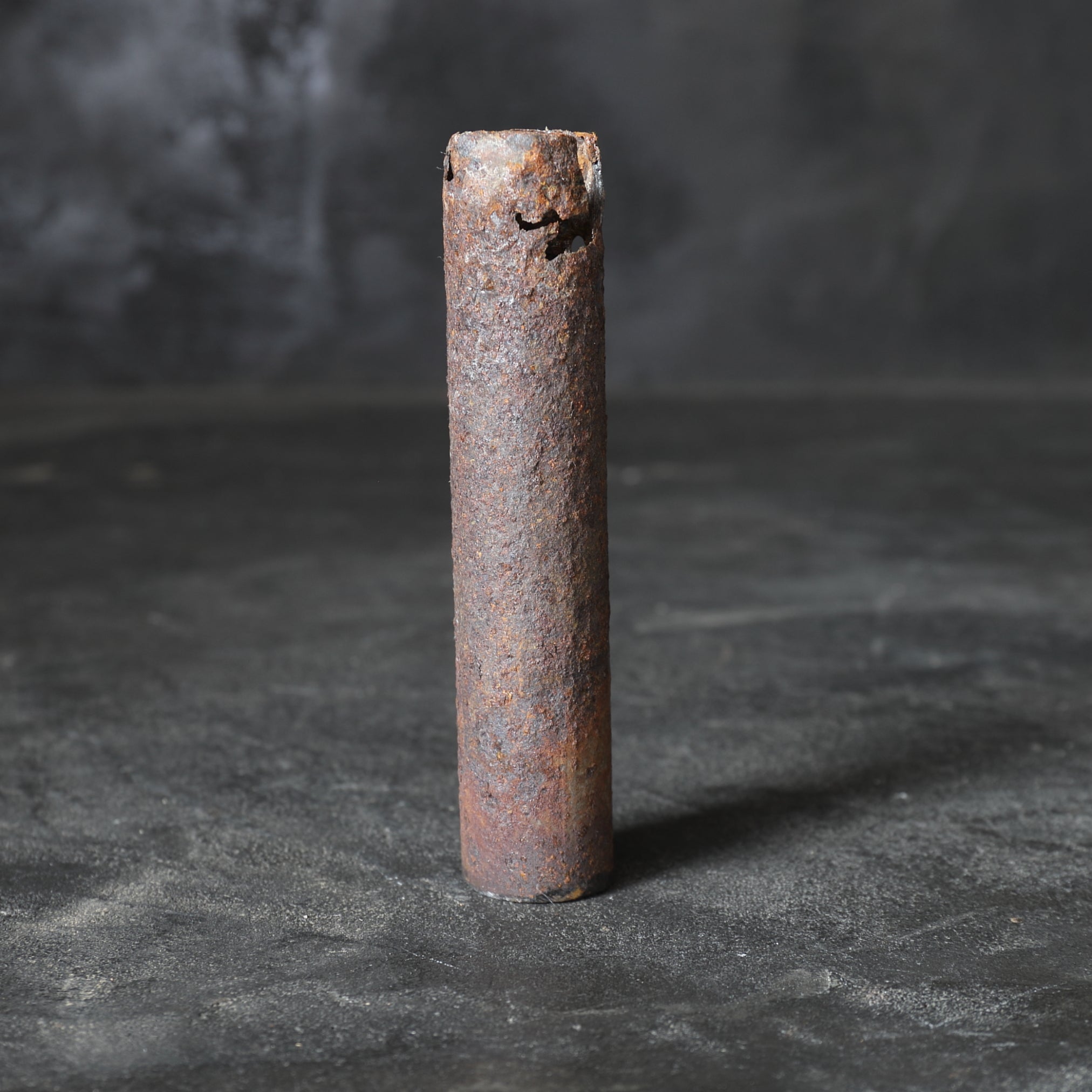 PITTED AGED IRON TUBE / HANGING FLOWER VASE, a