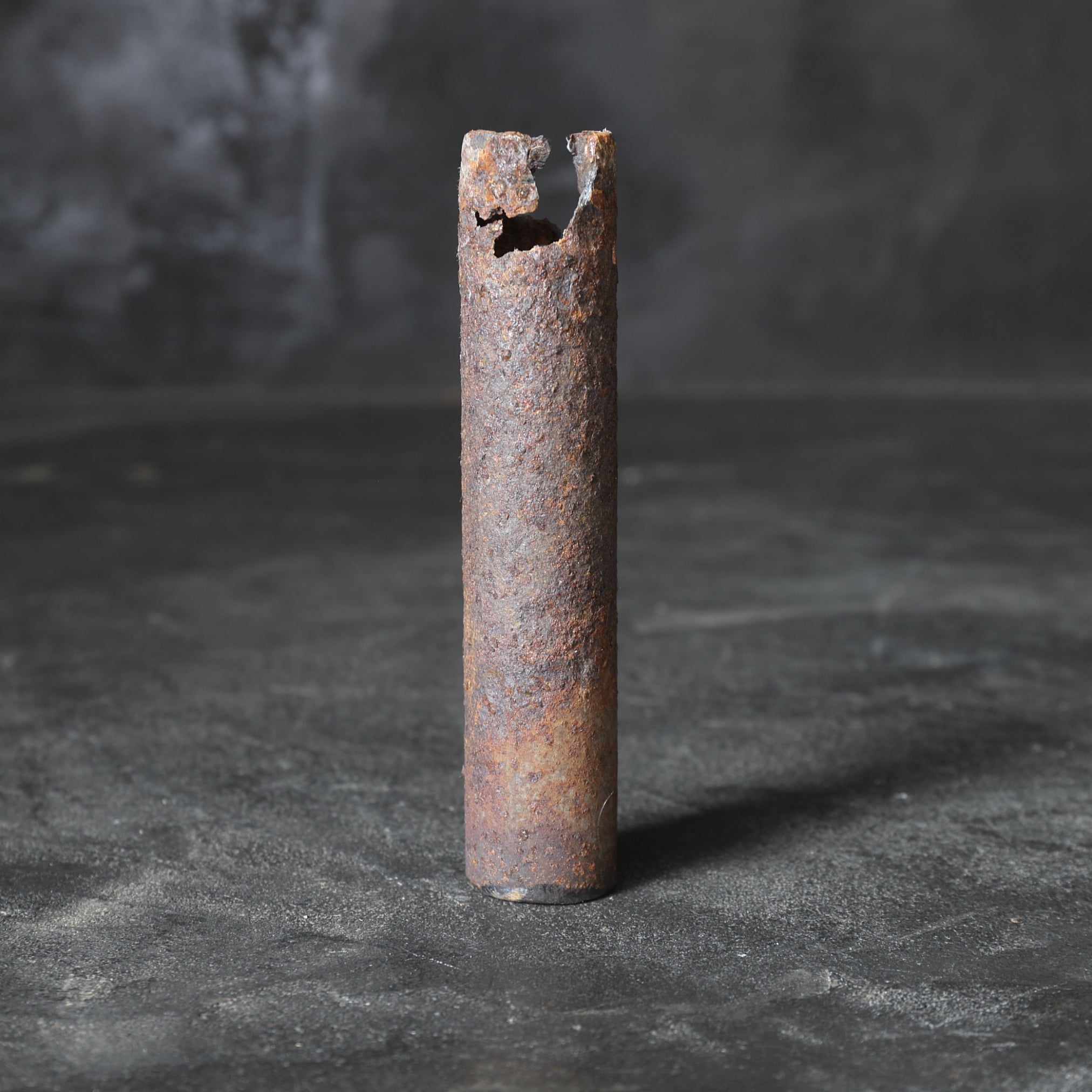 PITTED AGED IRON TUBE / HANGING FLOWER VASE, a