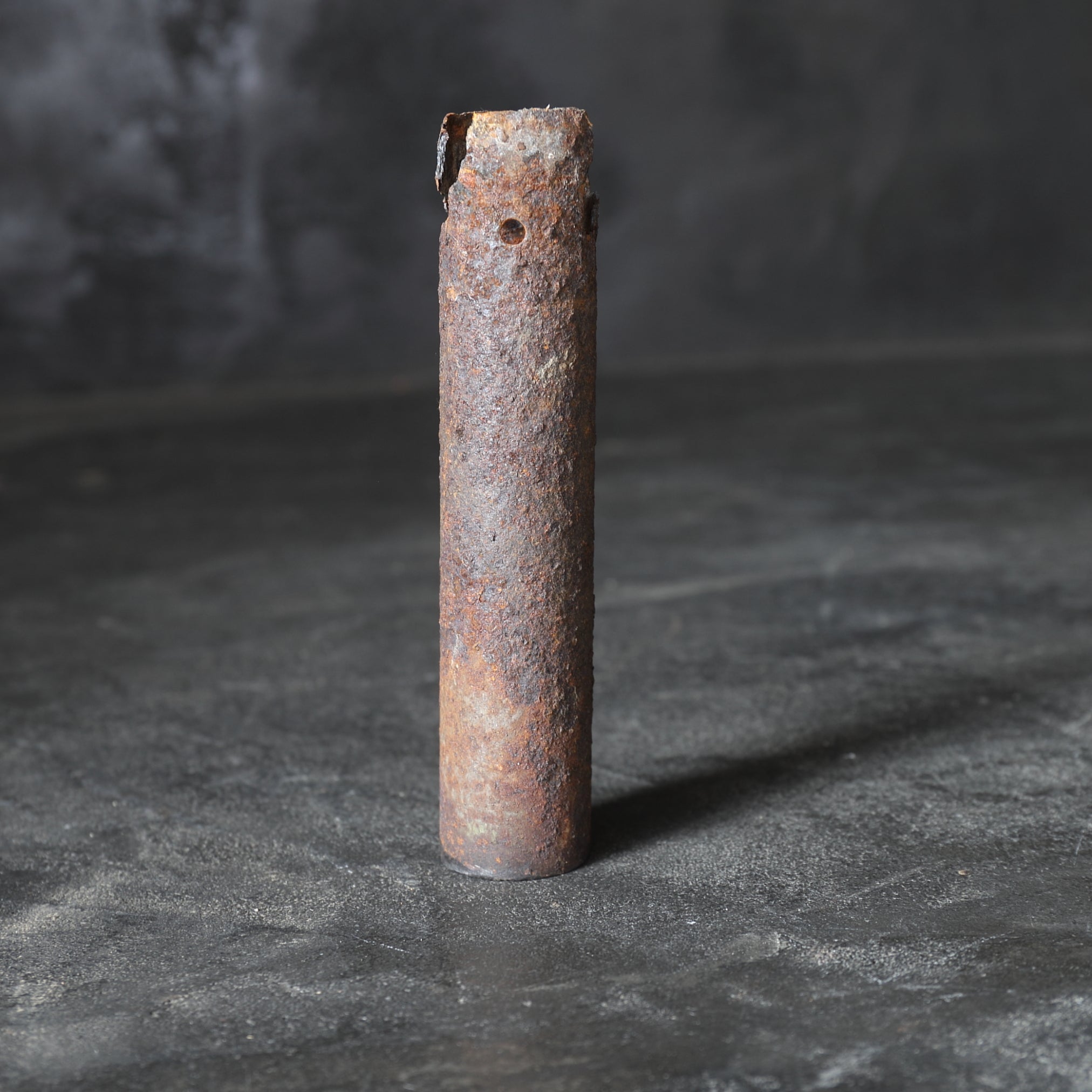 PITTED AGED IRON TUBE / HANGING FLOWER VASE, a