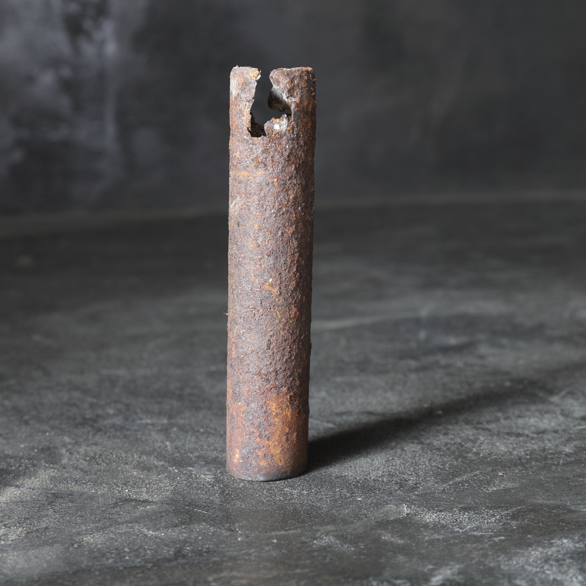 PITTED AGED IRON TUBE / HANGING FLOWER VASE, a