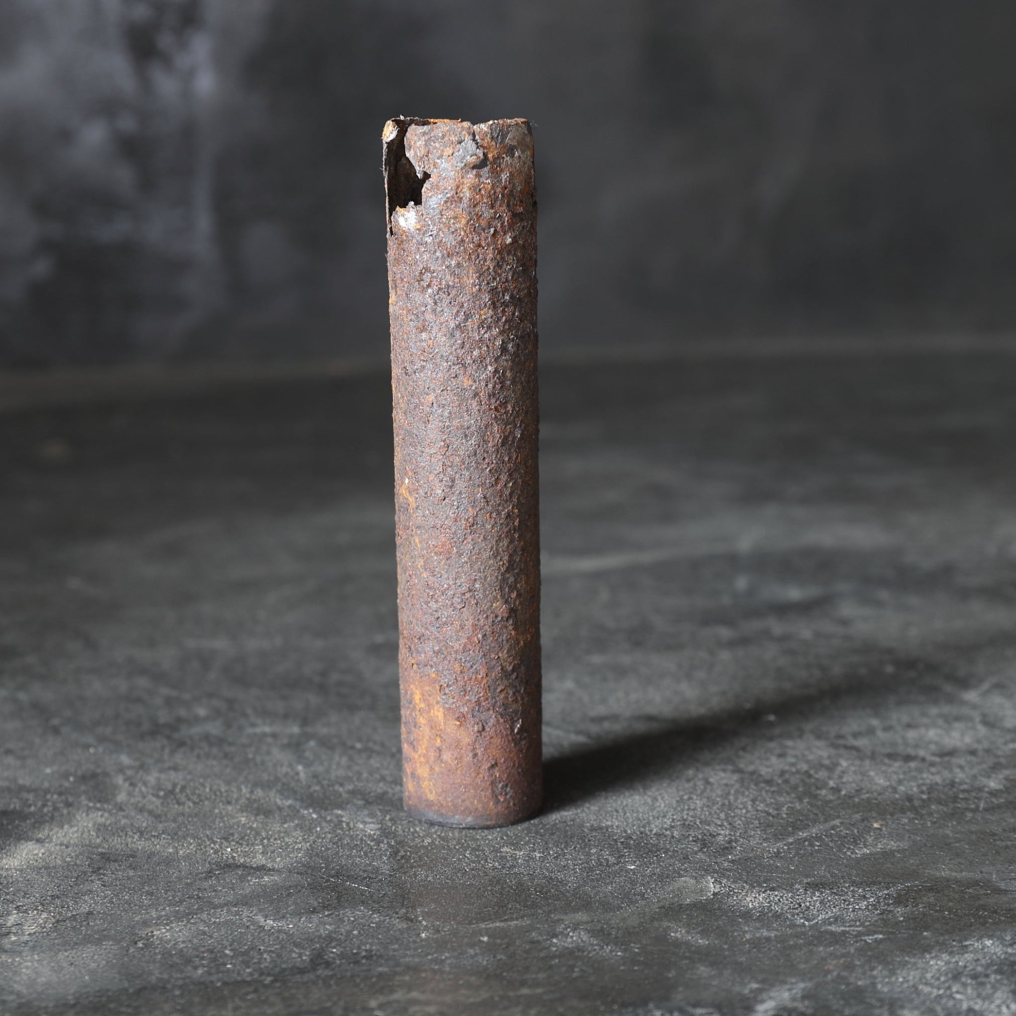 PITTED AGED IRON TUBE / HANGING FLOWER VASE, a