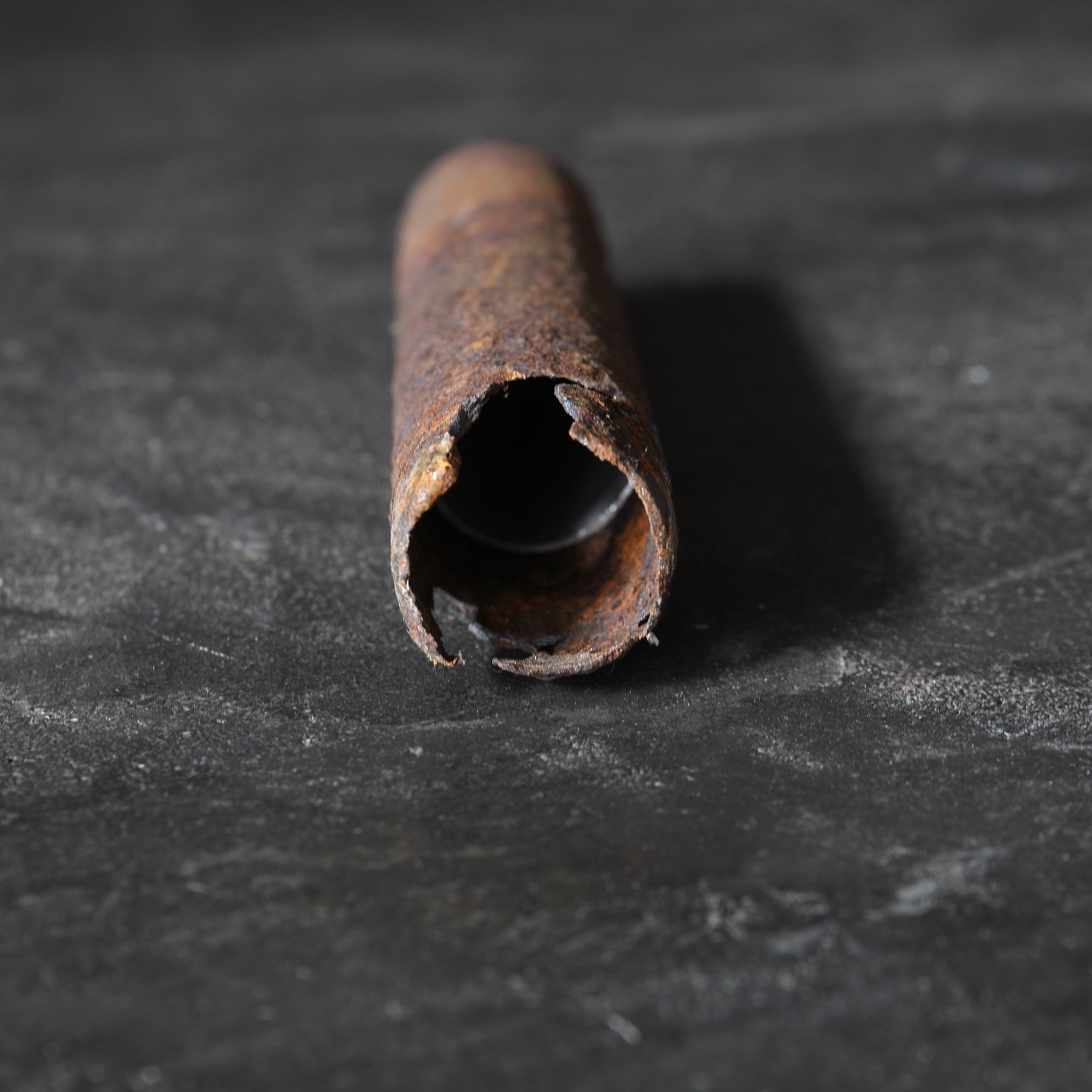 PITTED AGED IRON TUBE / HANGING FLOWER VASE, a