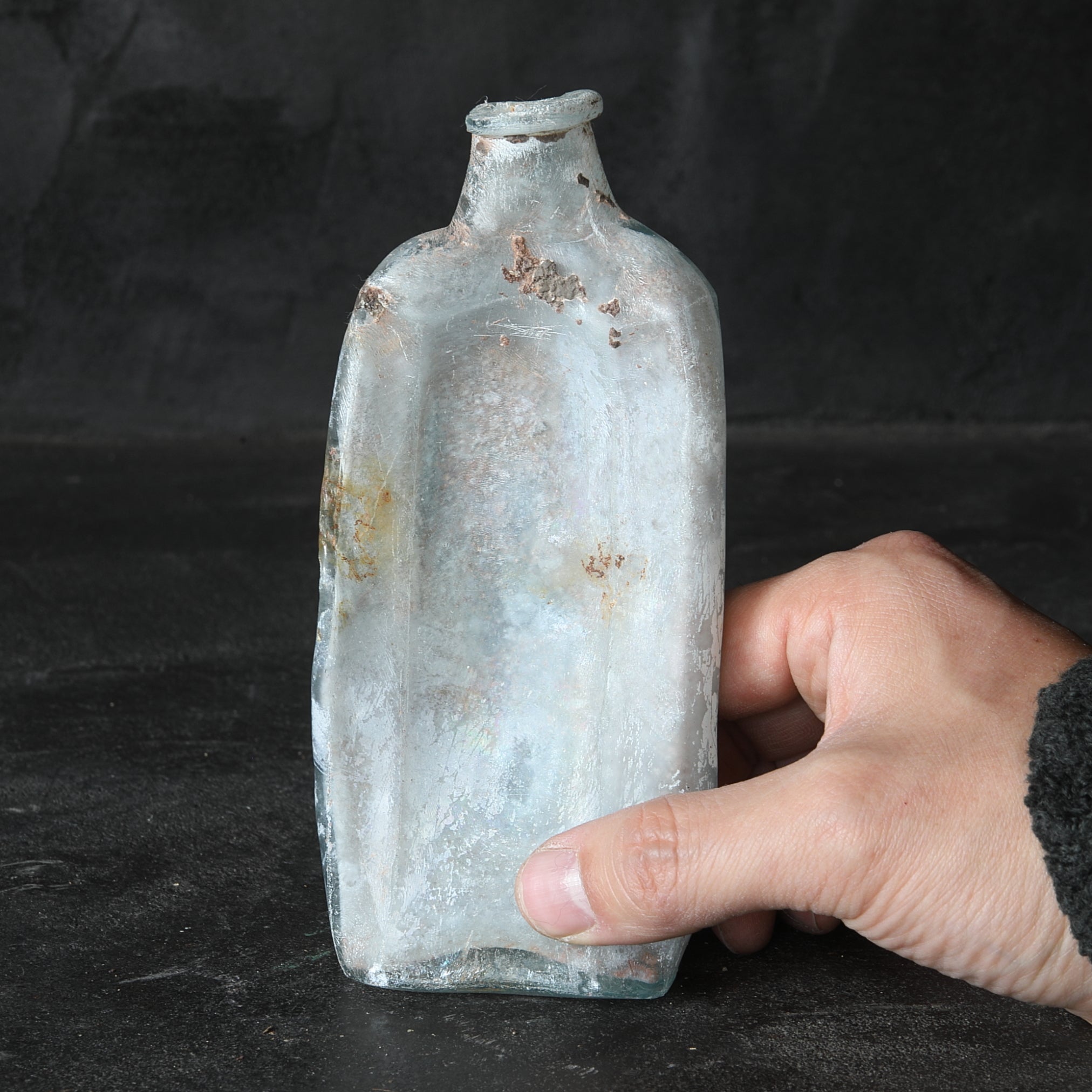荷蘭古董畸形銀化玻璃瓶(近代, 西元19–20世紀)
