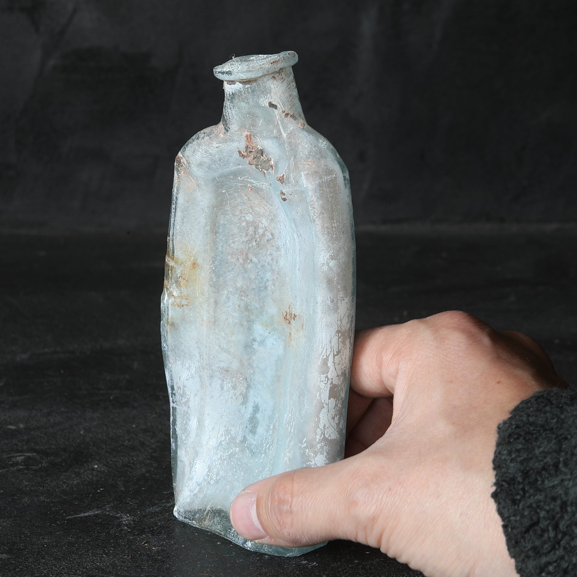 荷蘭古董畸形銀化玻璃瓶(近代, 西元19–20世紀)