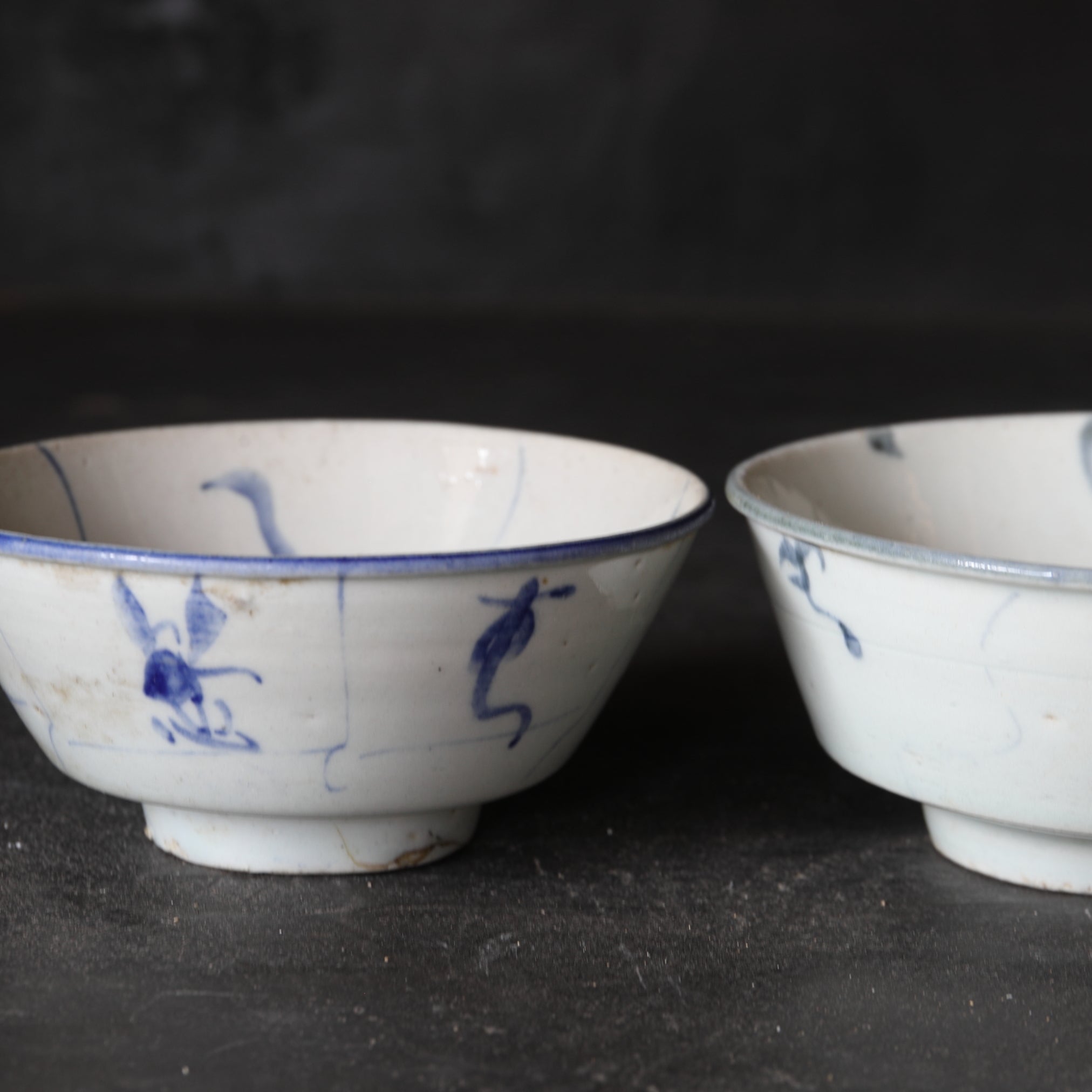 TAZZA DA TÈ, Ko-Sometsuke, con motivo a erba, set da 5, Dinastia Ming(1368–1644 d.C.)