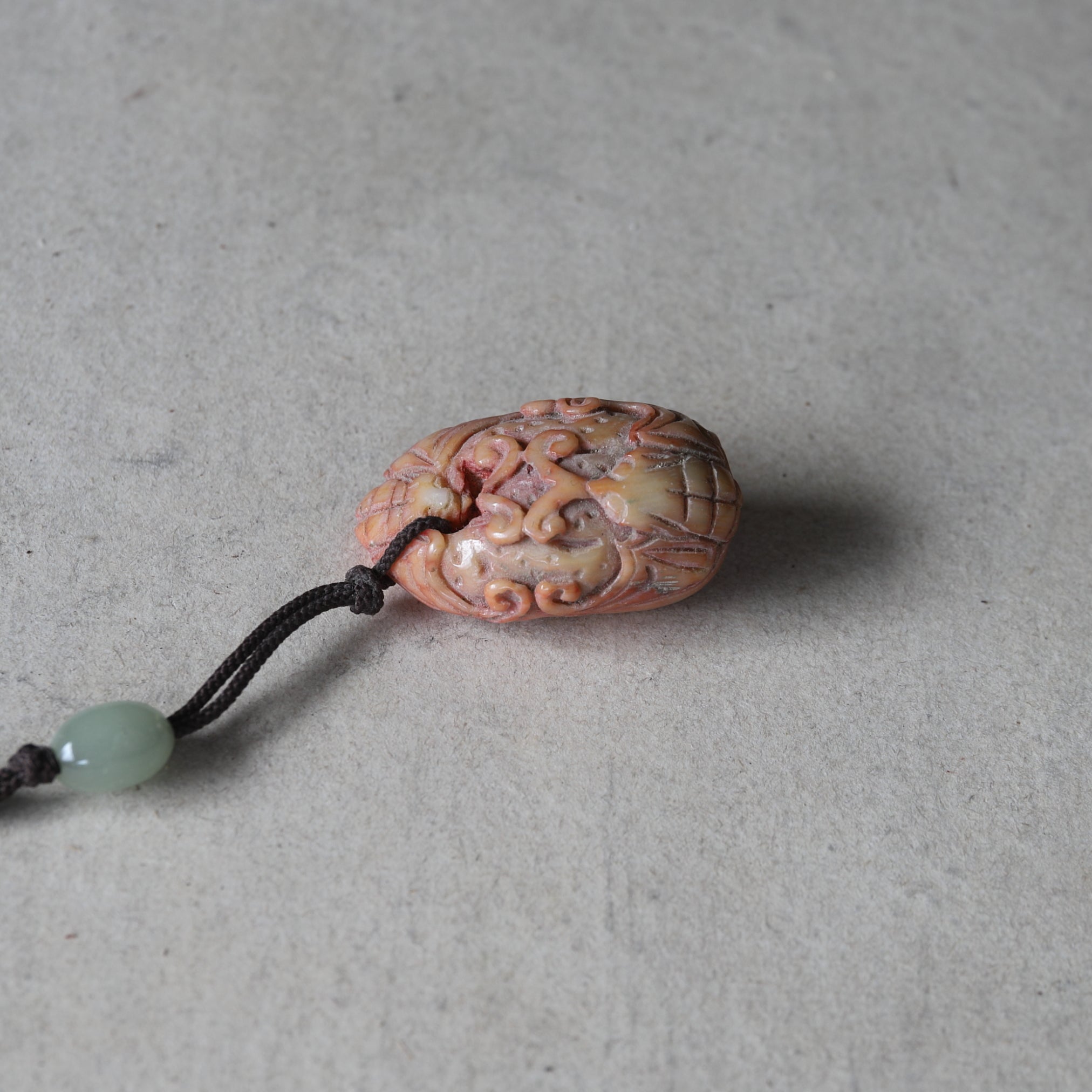 CORAL NETSUKE, With bat design, Edo Period(1603–1867CE)