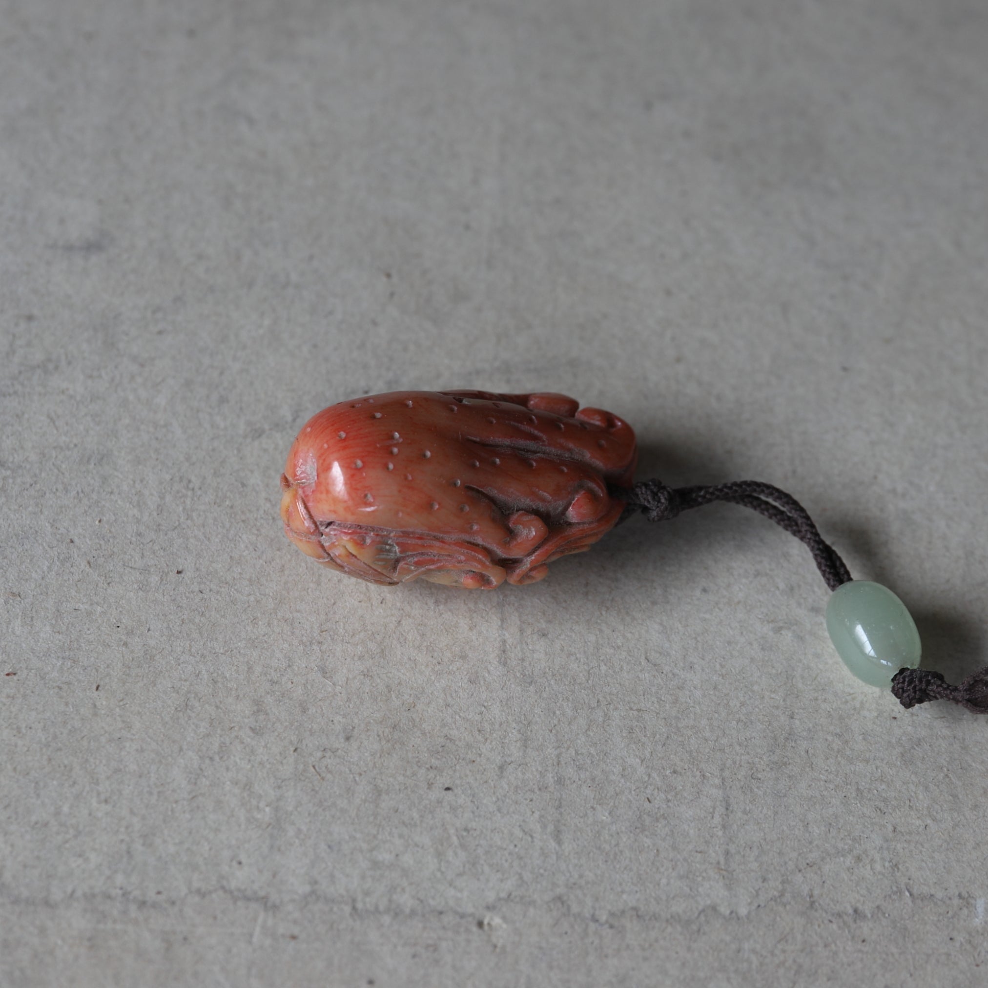CORAL NETSUKE, With bat design, Edo Period(1603–1867CE)