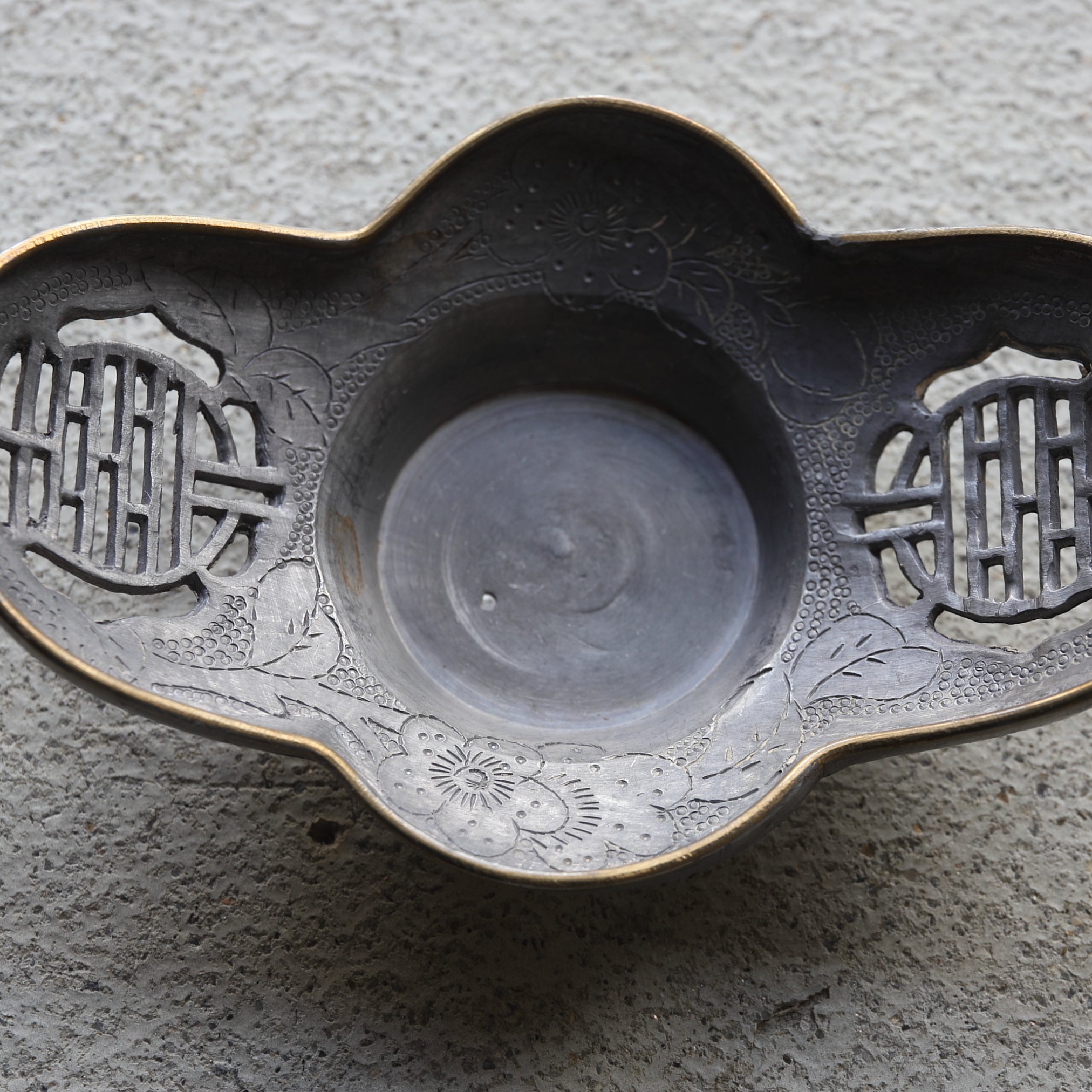 古錫透雕瓜形茶托 5件套(清朝, 西元1616年–1911年)