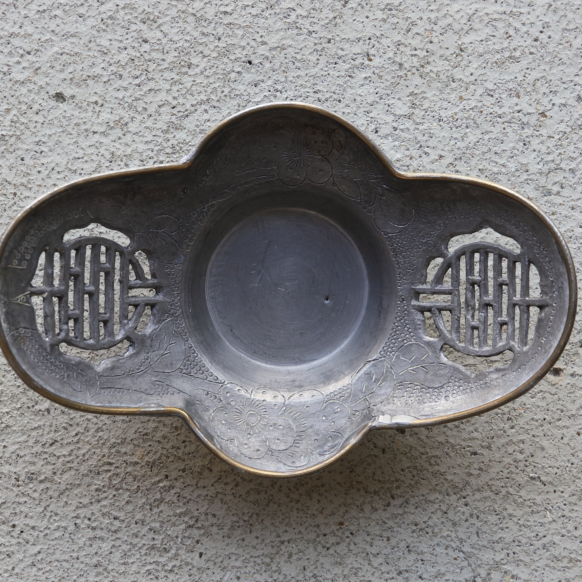 古錫透雕瓜形茶托 5件套(清朝, 西元1616年–1911年)