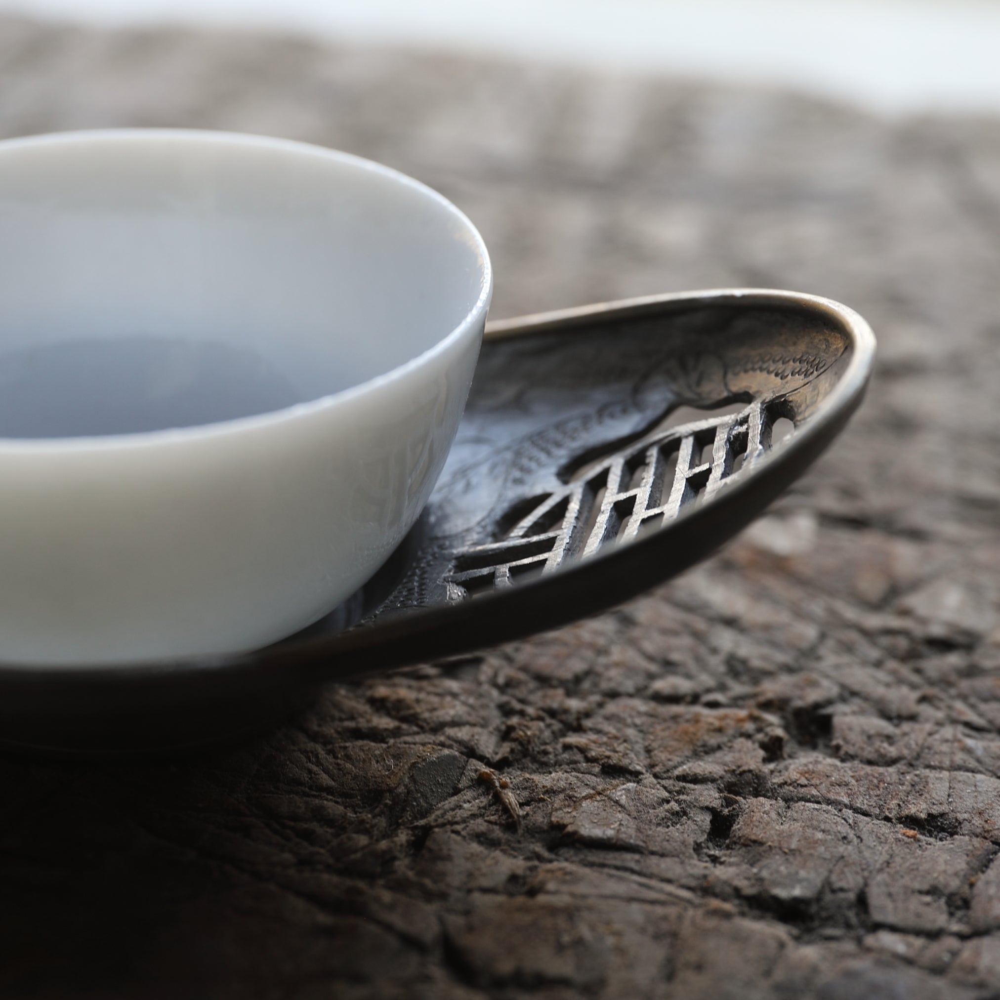 古錫透雕瓜形茶托 5件套(清朝, 西元1616年–1911年)