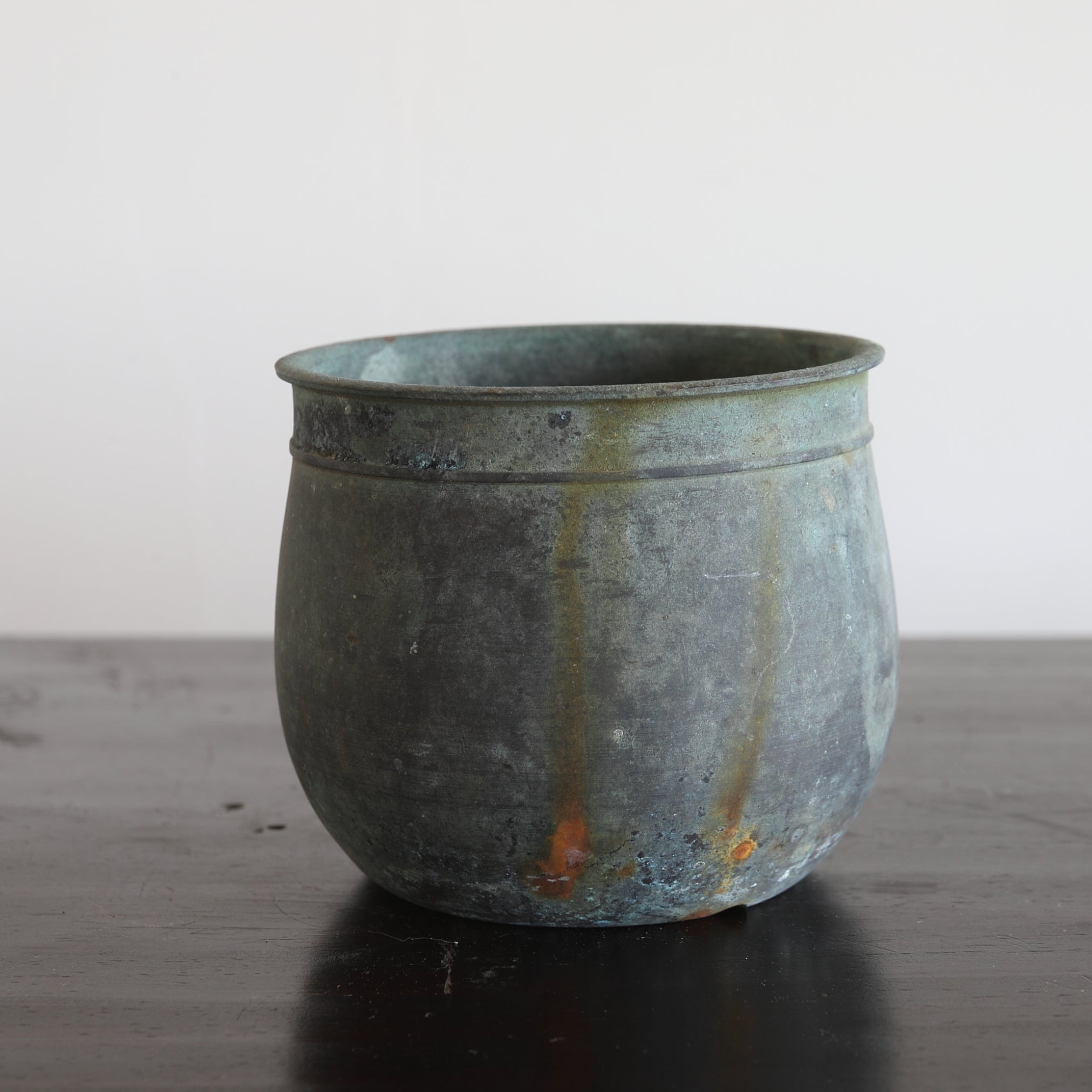 清代 緑青 古銅建水(1616–1911 CE)