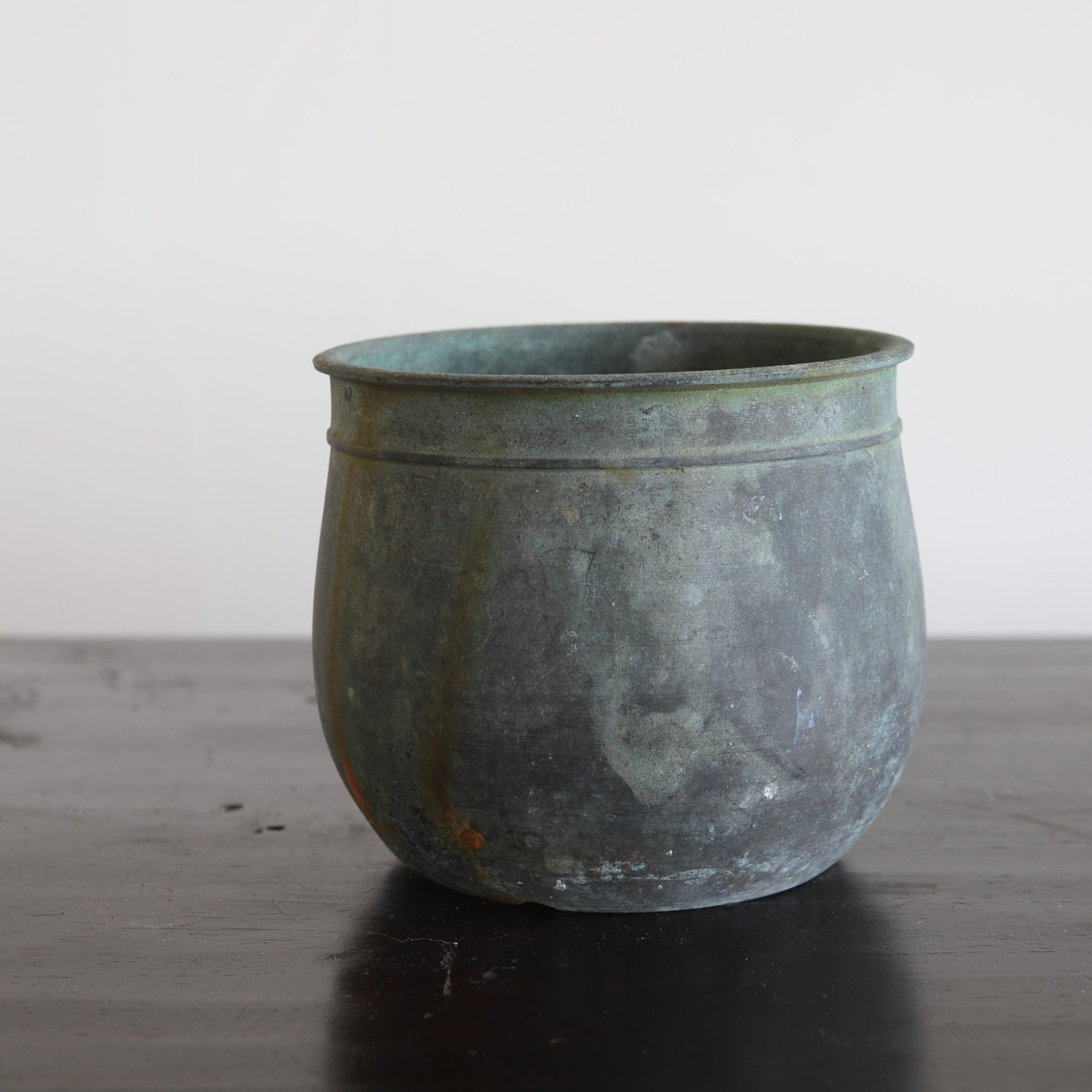 清代 緑青 古銅建水(1616–1911 CE)