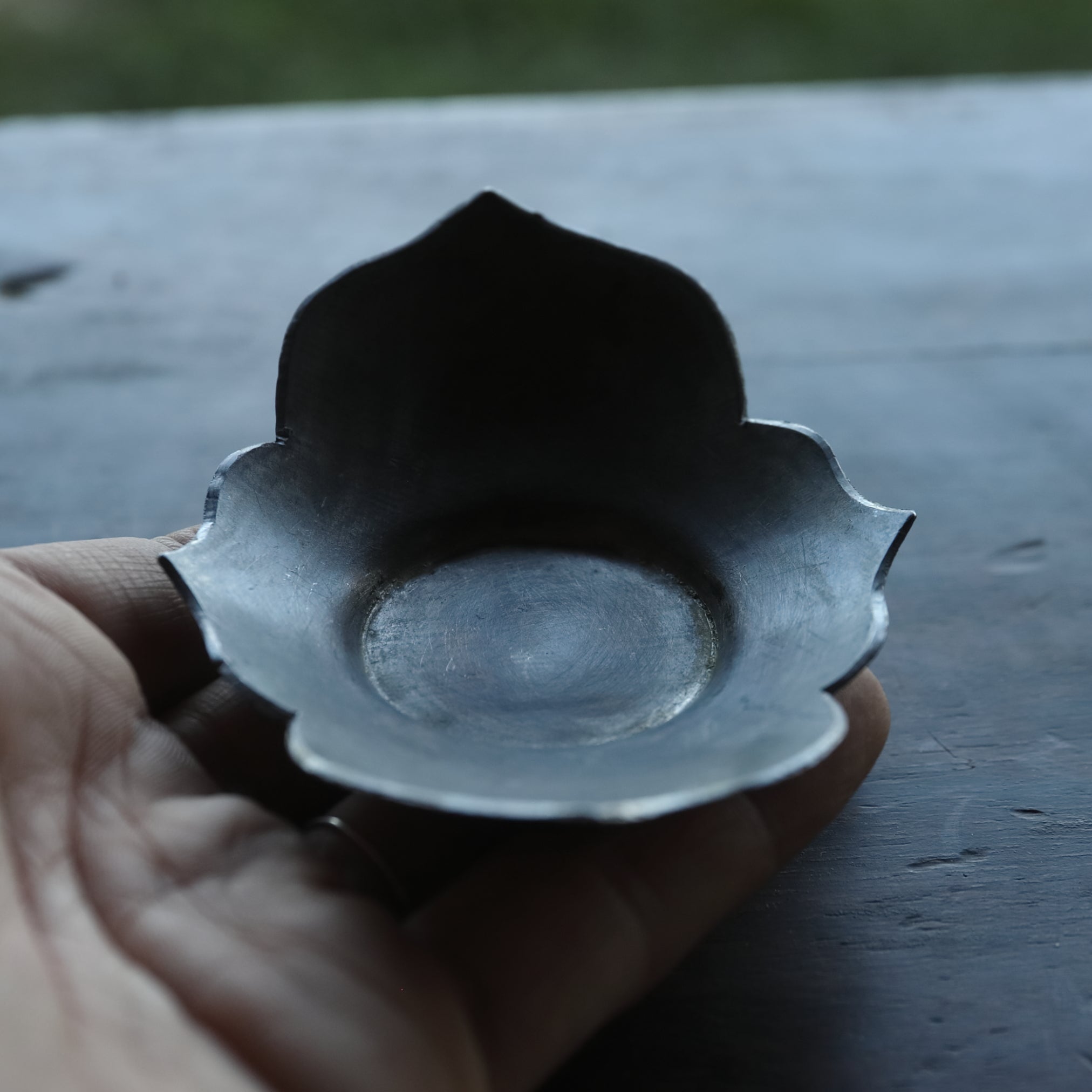 OLD LOBED-FLOWER-SHAPED TIN TEA SAUCER, Set of 5, Qing Dynasty(1616–1911CE)