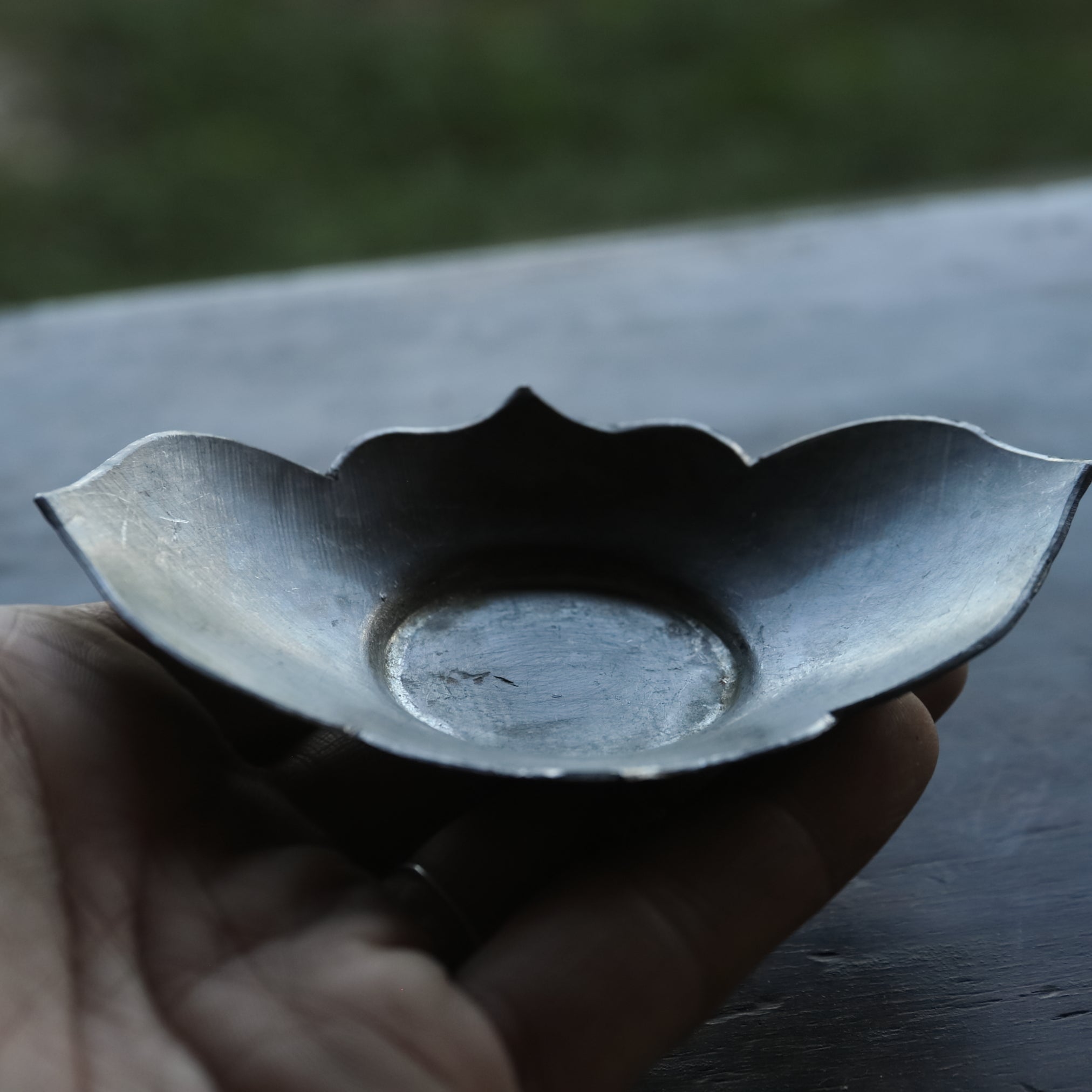 OLD LOBED-FLOWER-SHAPED TIN TEA SAUCER, Set of 5, Qing Dynasty(1616–1911CE)
