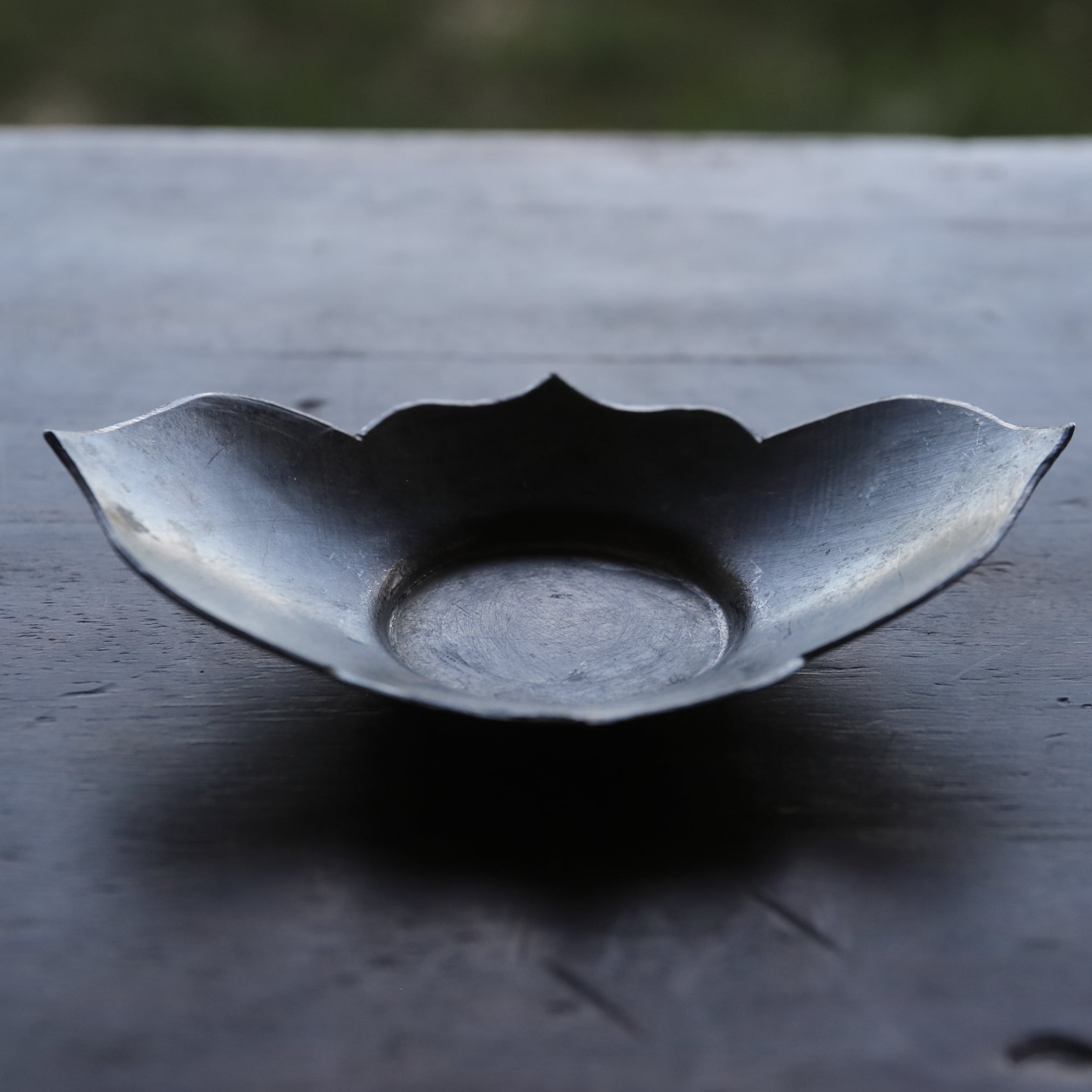 OLD LOBED-FLOWER-SHAPED TIN TEA SAUCER, Set of 5, Qing Dynasty(1616–1911CE)