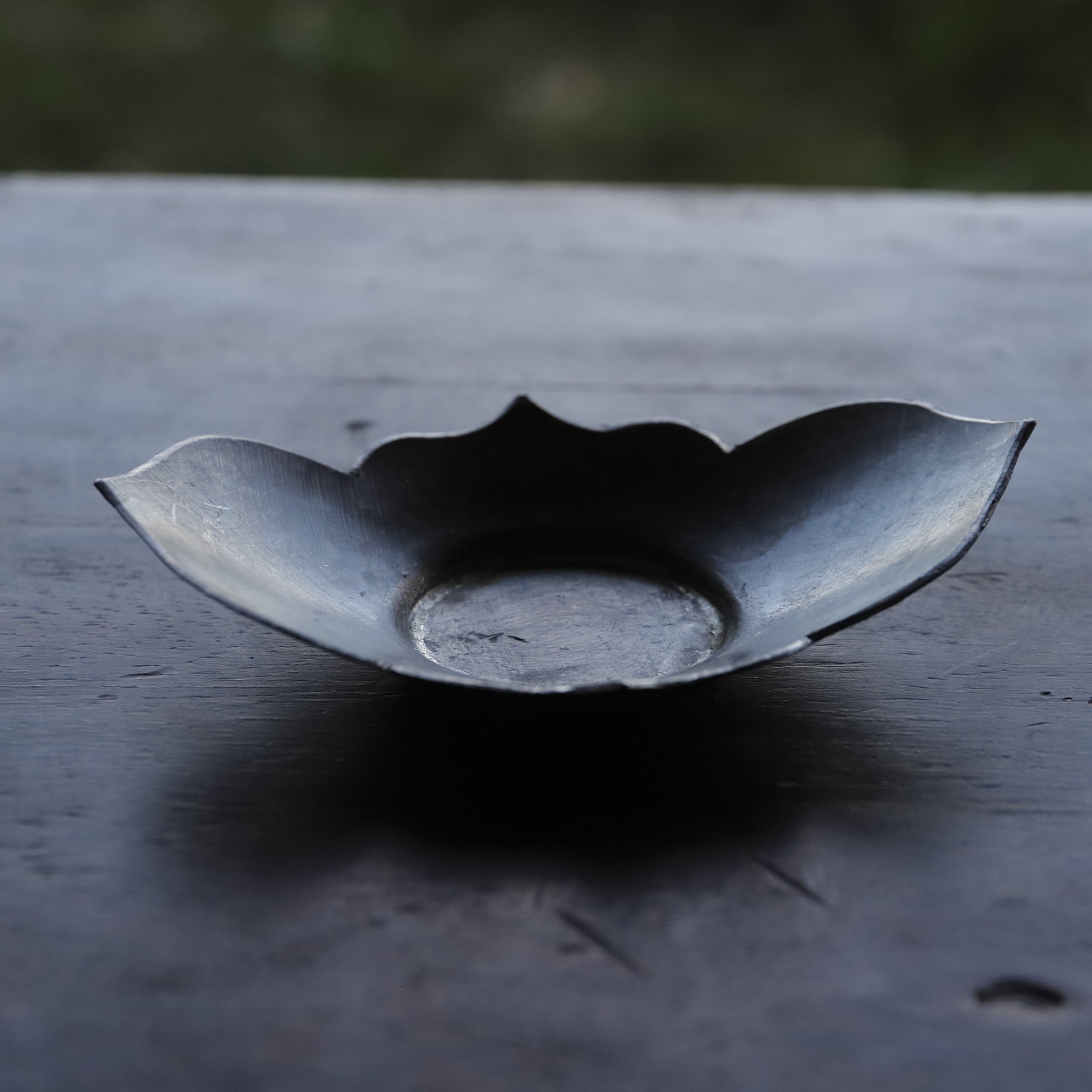 OLD LOBED-FLOWER-SHAPED TIN TEA SAUCER, Set of 5, Qing Dynasty(1616–1911CE)