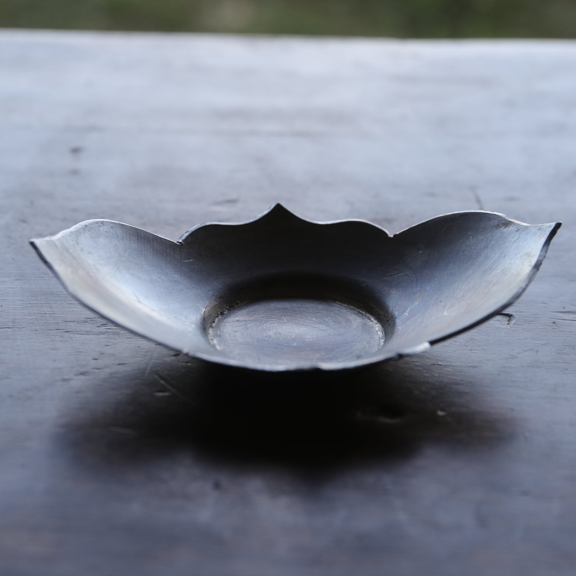 OLD LOBED-FLOWER-SHAPED TIN TEA SAUCER, Set of 5, Qing Dynasty(1616–1911CE)