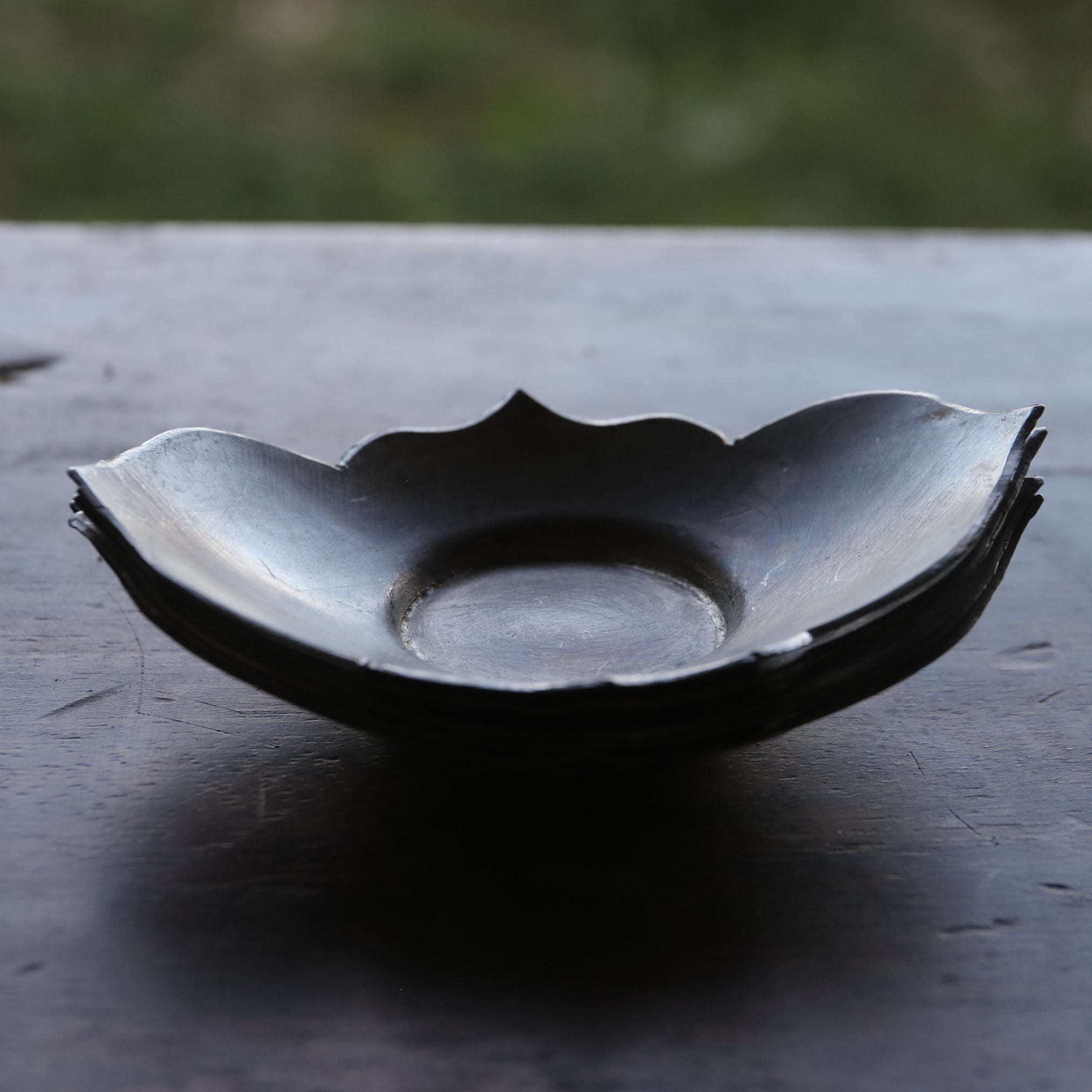 OLD LOBED-FLOWER-SHAPED TIN TEA SAUCER, Set of 5, Qing Dynasty(1616–1911CE)