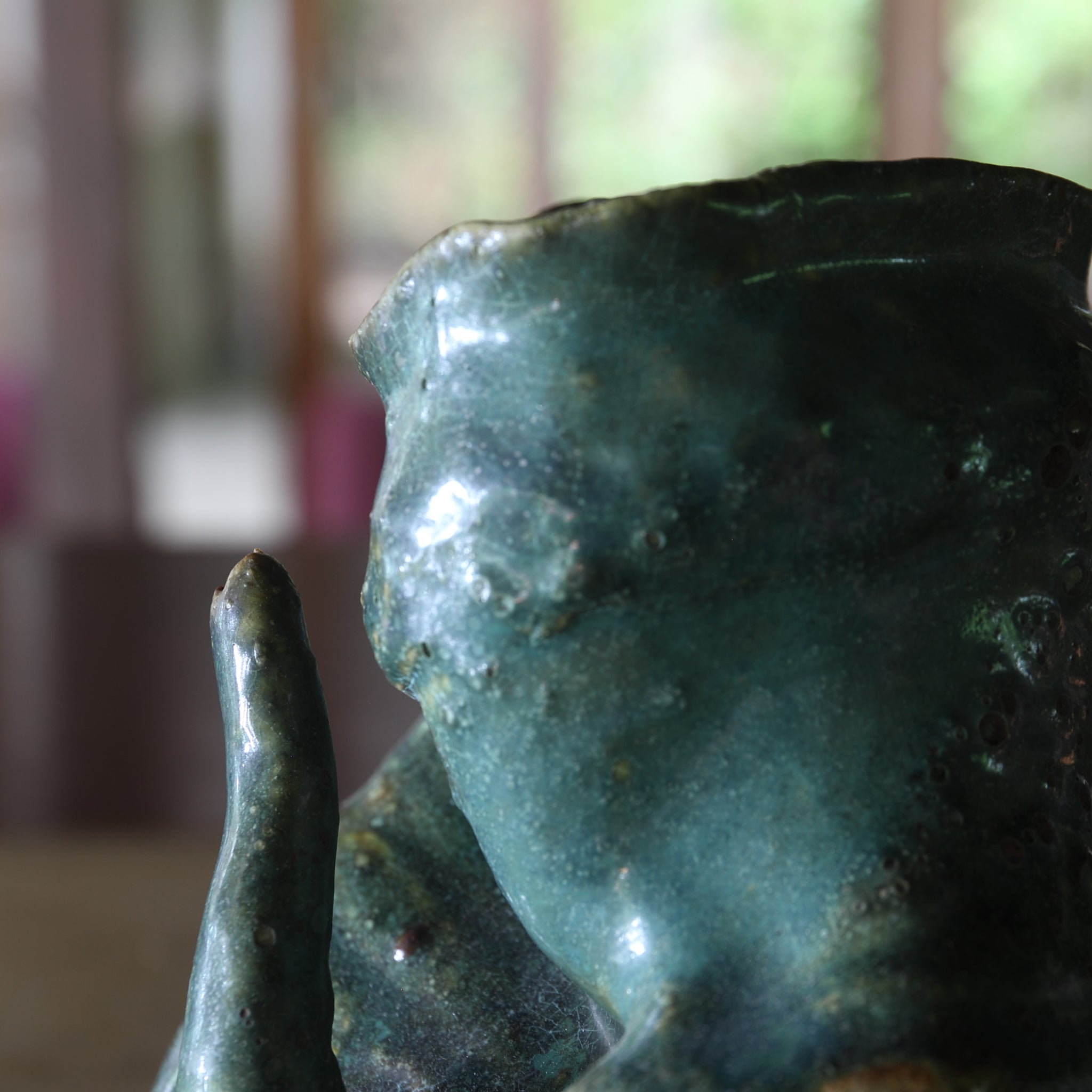 AGUAMANIL DEFORMADO, Vidriado verde, Edad Moderna Temprana(Siglos XVI–XIX)