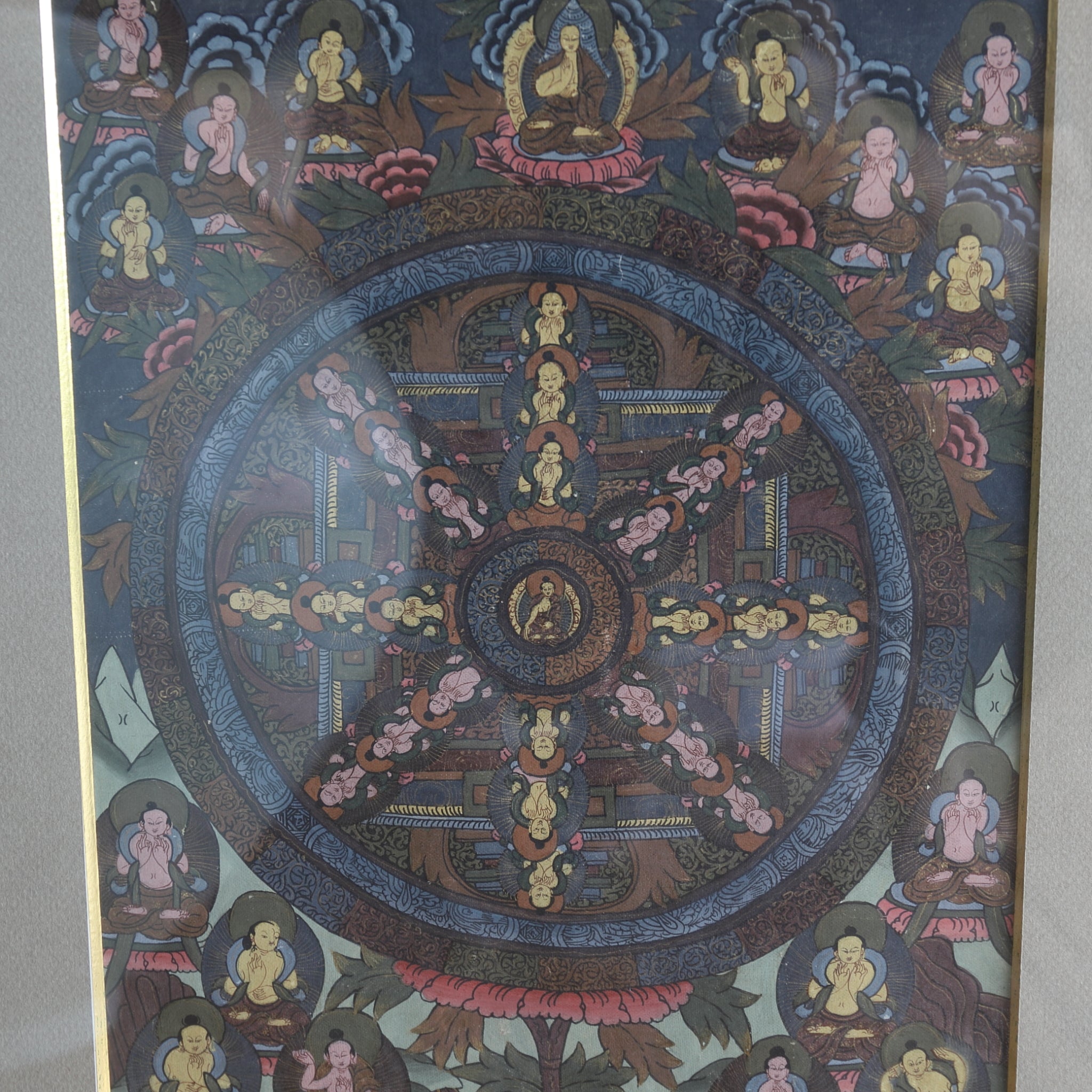 THANGKA, Mit Mandala-Gemälde, Tibetische Antiquität, Frühe Neuzeit(16.–19. Jahrhundert)