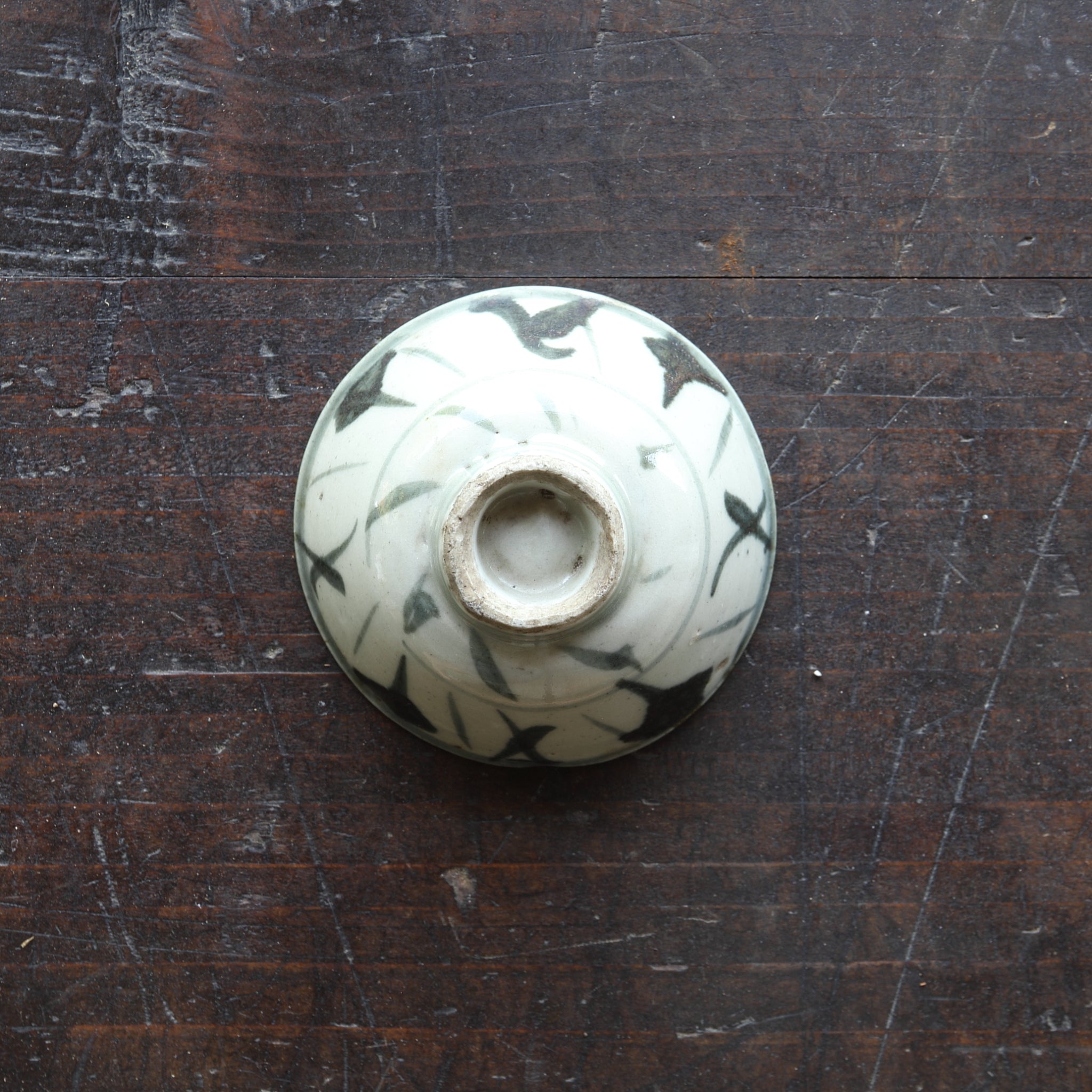 SENCHA-TEESCHALE, Unterglasurblaue mit Grasmuster, 5er-set, Qing-Dynastie(1616–1911 n. Chr.)