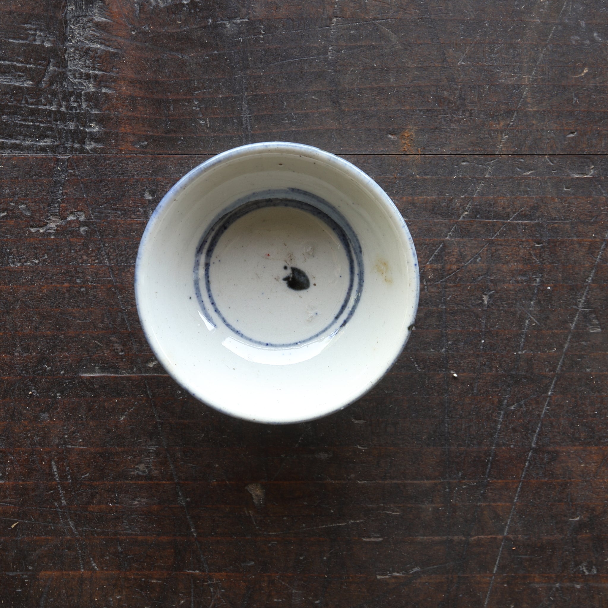 SENCHA-TEESCHALE, Unterglasurblaue mit Grasmuster, 5er-set, Qing-Dynastie(1616–1911 n. Chr.)