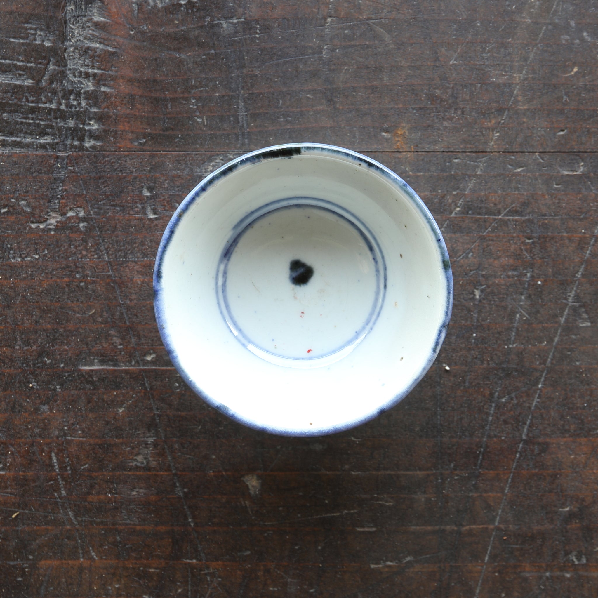SENCHA-TEESCHALE, Unterglasurblaue mit Grasmuster, 5er-set, Qing-Dynastie(1616–1911 n. Chr.)