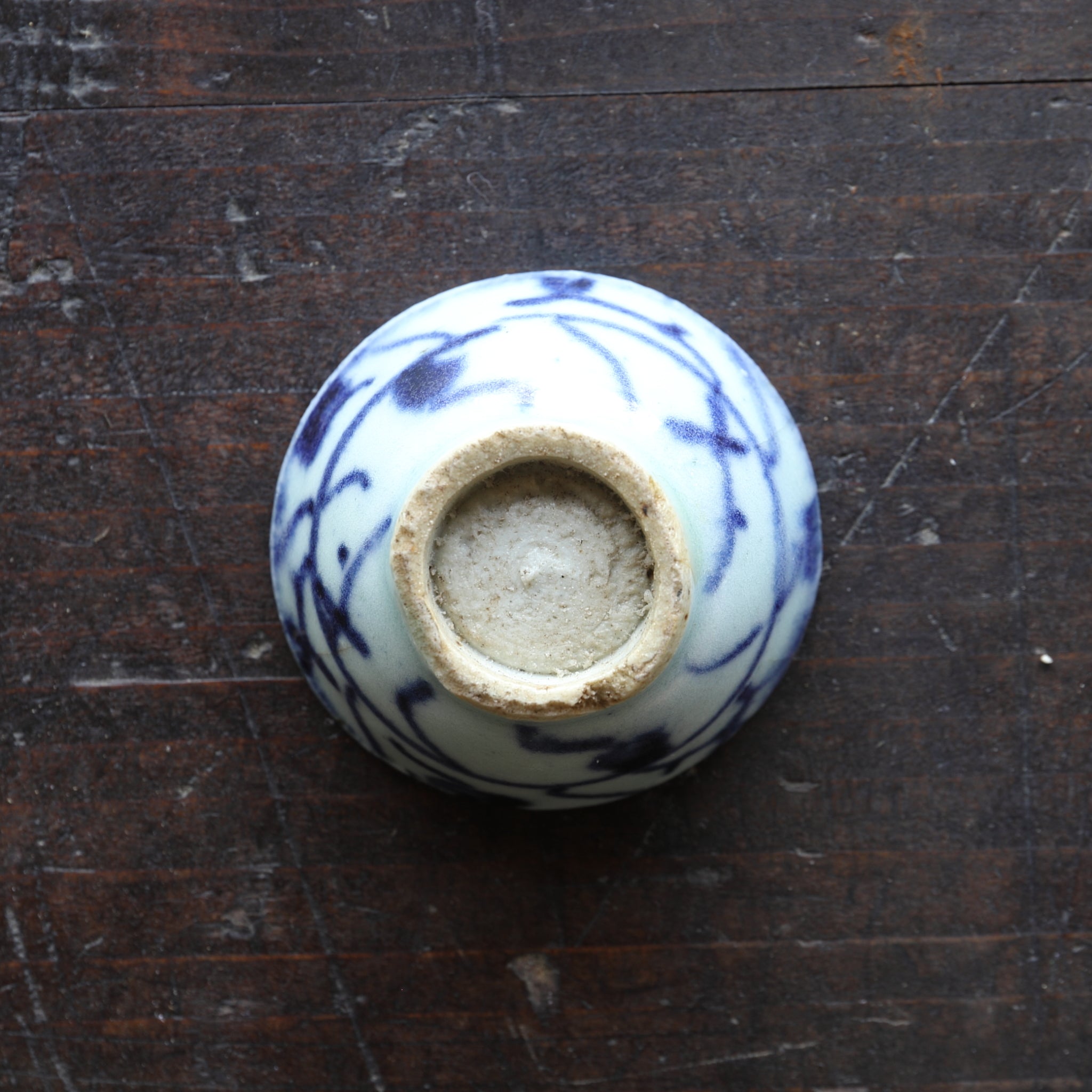 SENCHA-TEESCHALE, Unterglasurblaue mit Grasmuster, 5er-set, Qing-Dynastie(1616–1911 n. Chr.)