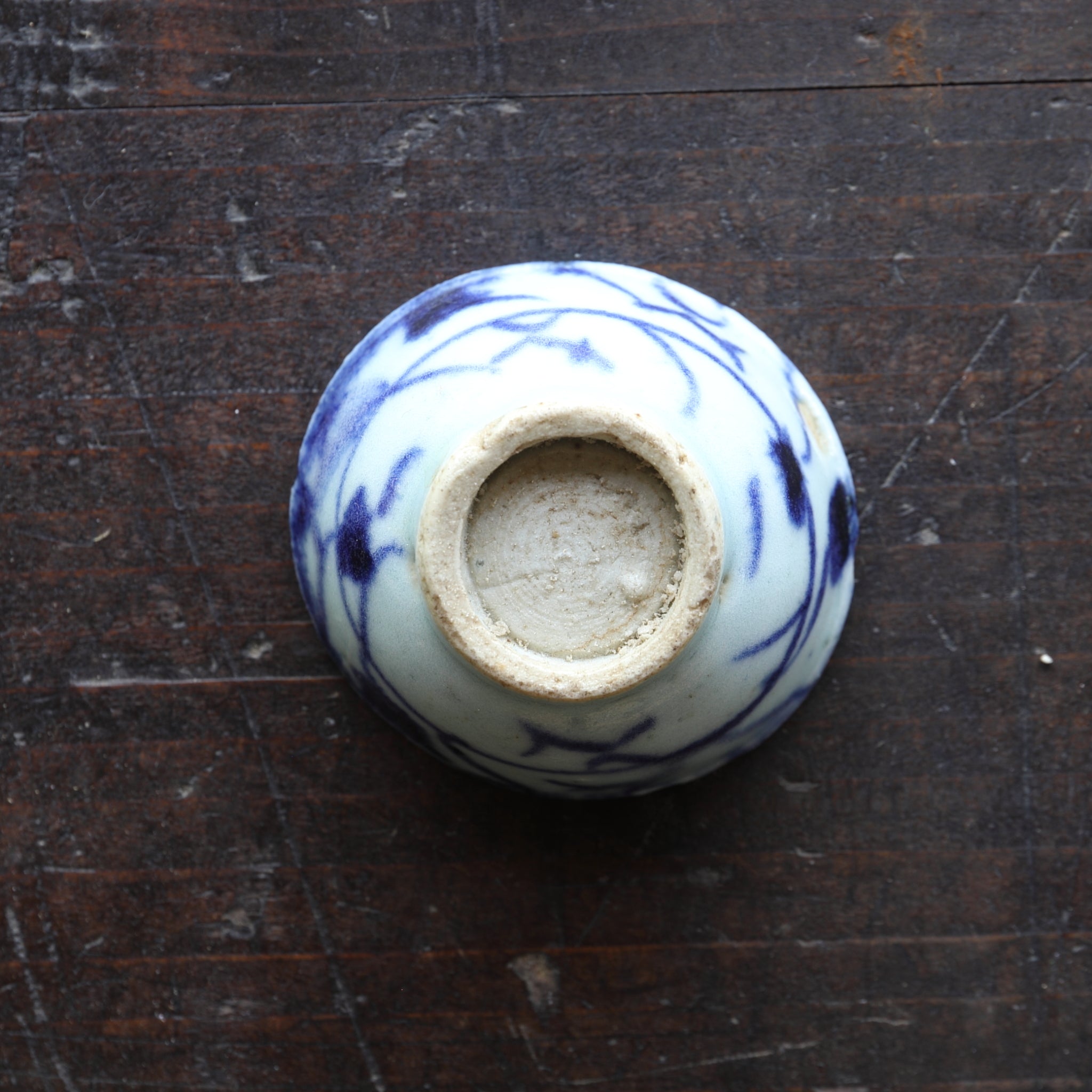 SENCHA-TEESCHALE, Unterglasurblaue mit Grasmuster, 5er-set, Qing-Dynastie(1616–1911 n. Chr.)