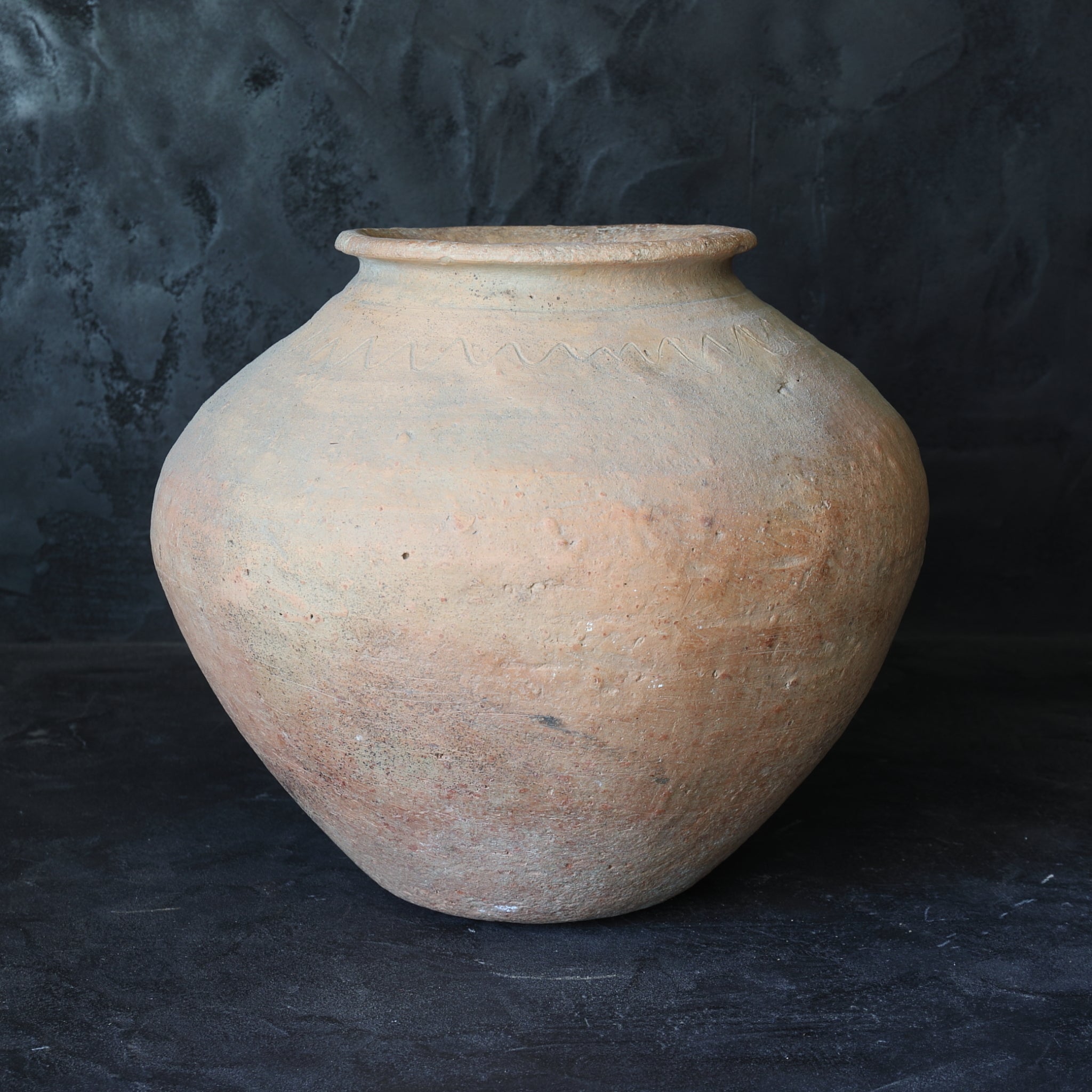 JARRA, Cerámica de estilo Miyako, con patrón de ondas, Período Edo(1603–1867 d. C.)