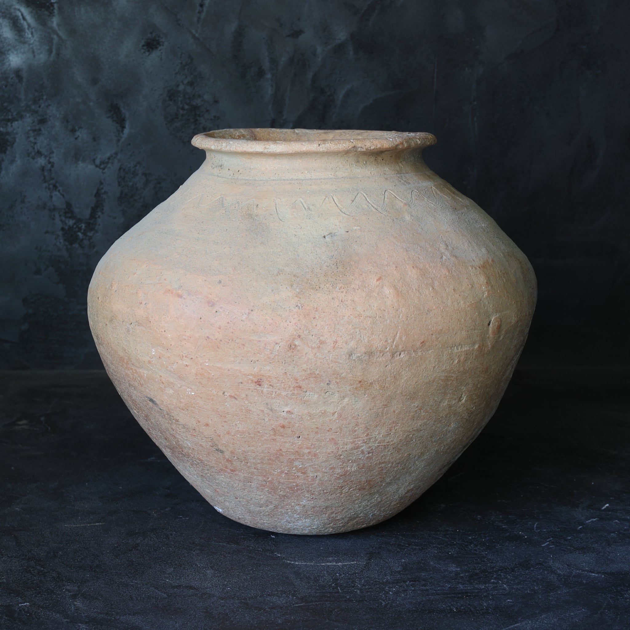 JARRA, Cerámica de estilo Miyako, con patrón de ondas, Período Edo(1603–1867 d. C.)