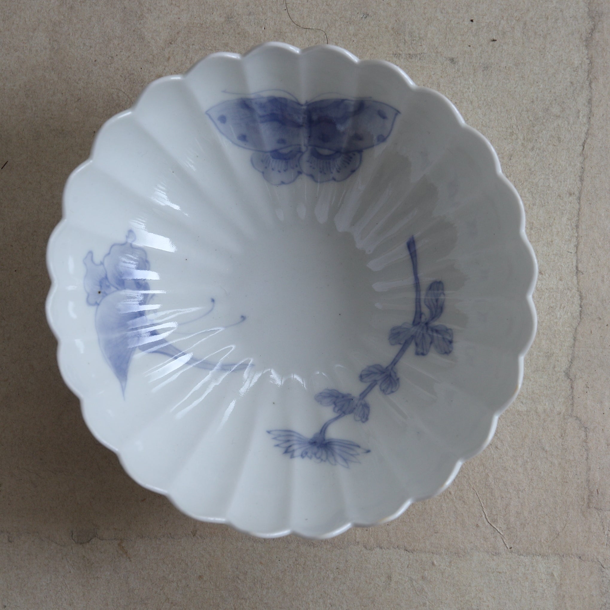 ALTE MUKOZUKE-SCHALE, Hirado, mit schmetterlingsmotiv, 5er-set, Edo-Zeit(1603–1867 n. Chr.)
