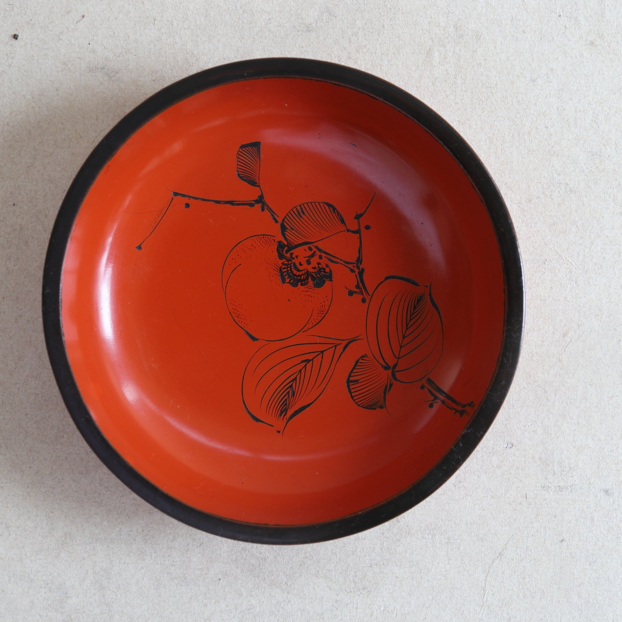BOL PARA DULCES, Lacado antiguo con pintura de caqui, juego de 10, Período Taisho(1912–1926 d. C.)