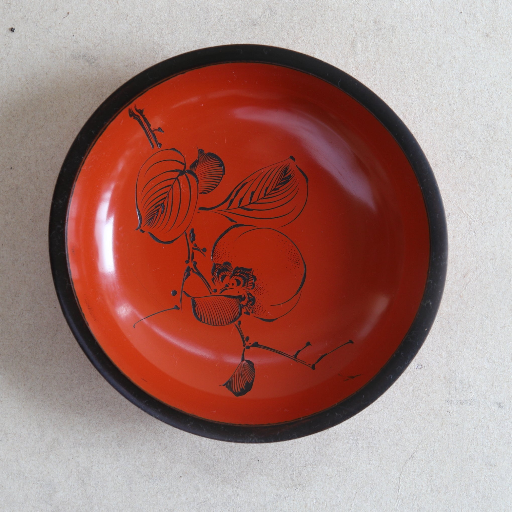 BOL PARA DULCES, Lacado antiguo con pintura de caqui, juego de 10, Período Taisho(1912–1926 d. C.)