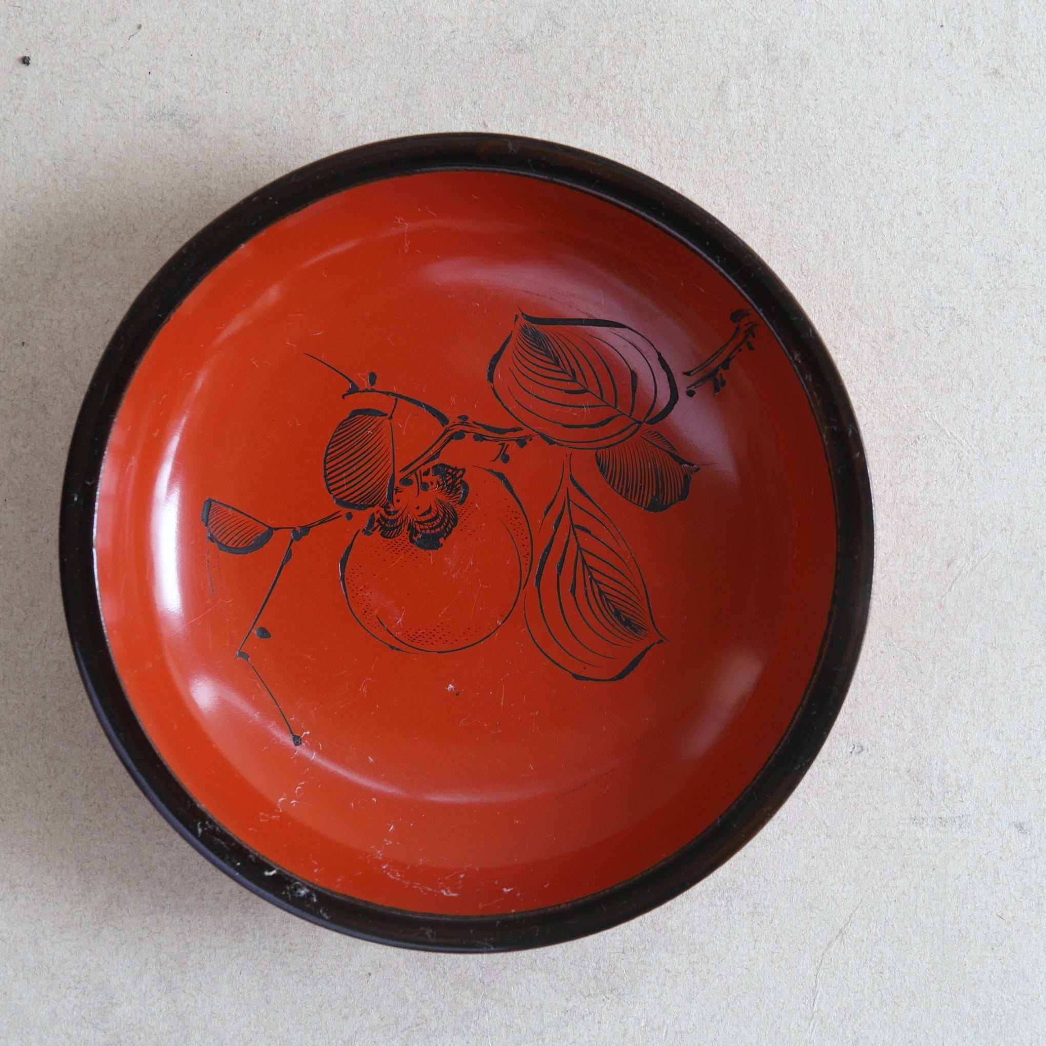 BOL PARA DULCES, Lacado antiguo con pintura de caqui, juego de 10, Período Taisho(1912–1926 d. C.)