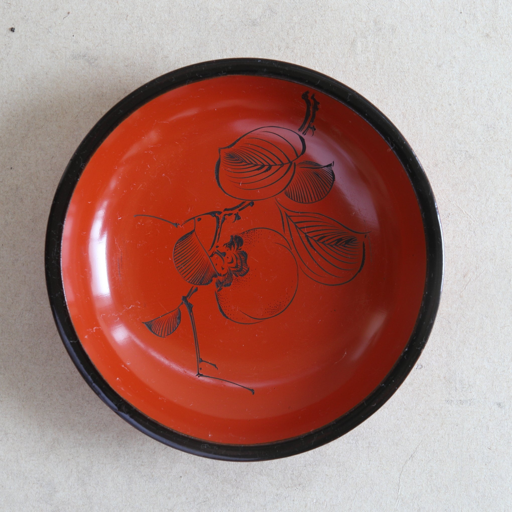 BOL PARA DULCES, Lacado antiguo con pintura de caqui, juego de 10, Período Taisho(1912–1926 d. C.)