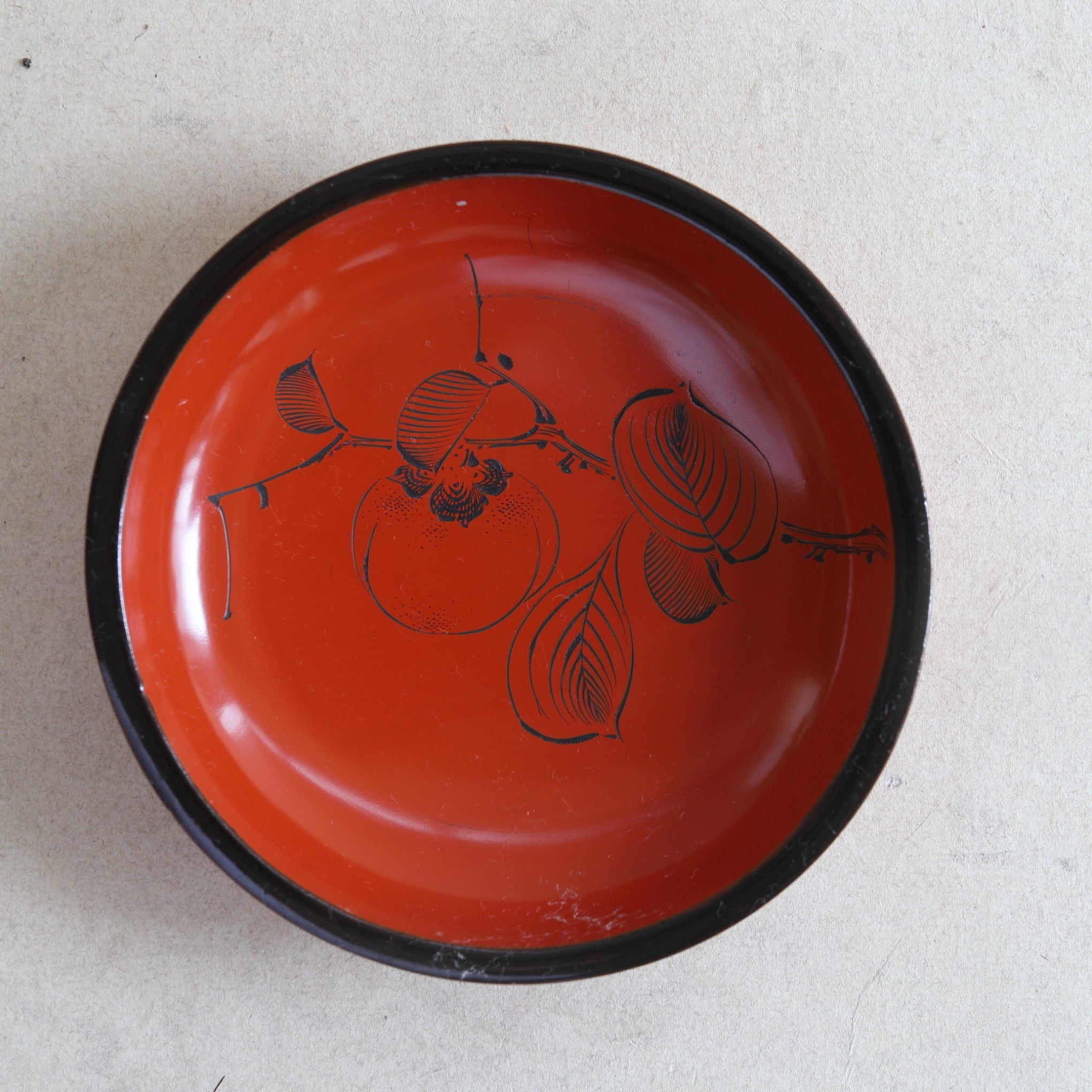 BOL PARA DULCES, Lacado antiguo con pintura de caqui, juego de 10, Período Taisho(1912–1926 d. C.)