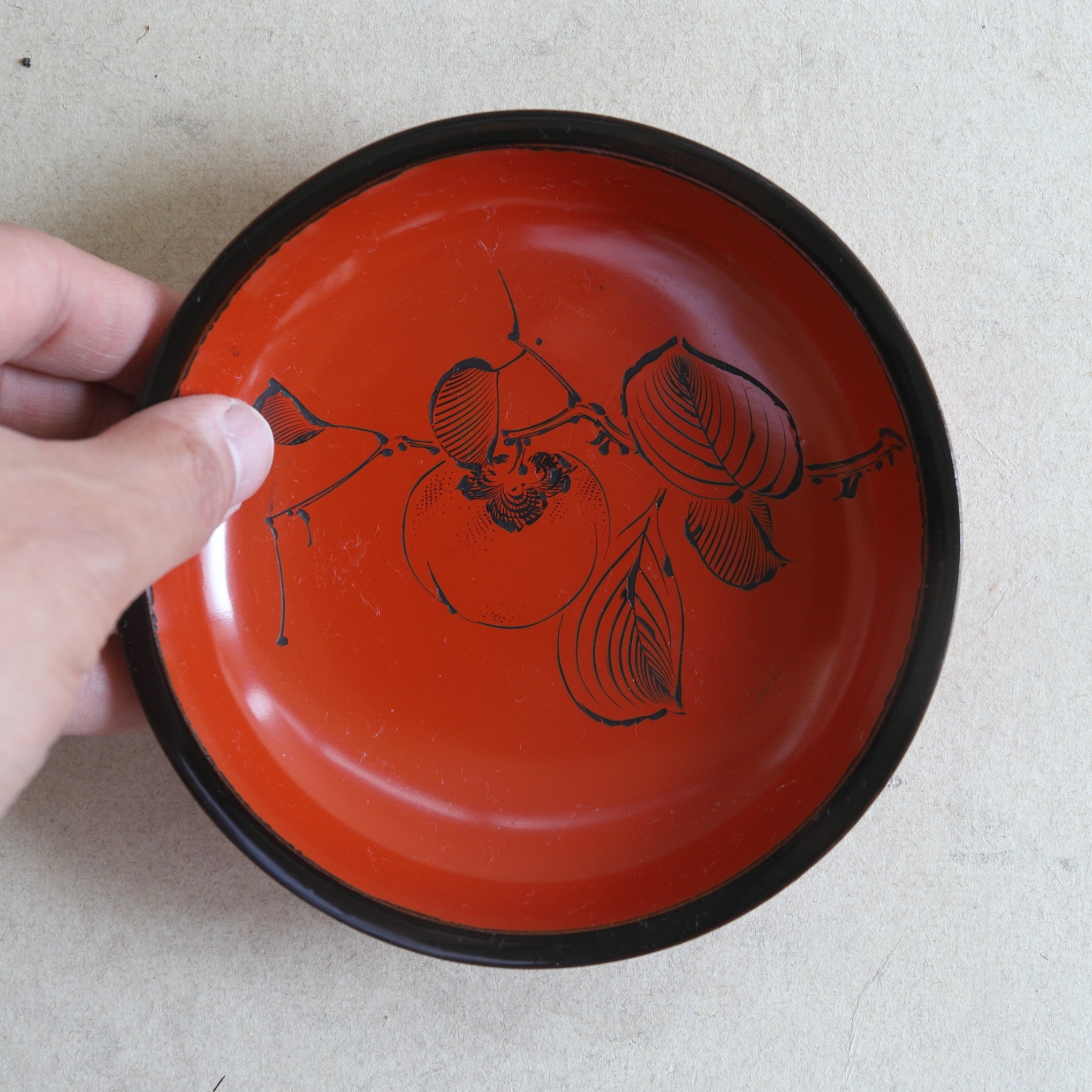 BOL PARA DULCES, Lacado antiguo con pintura de caqui, juego de 10, Período Taisho(1912–1926 d. C.)