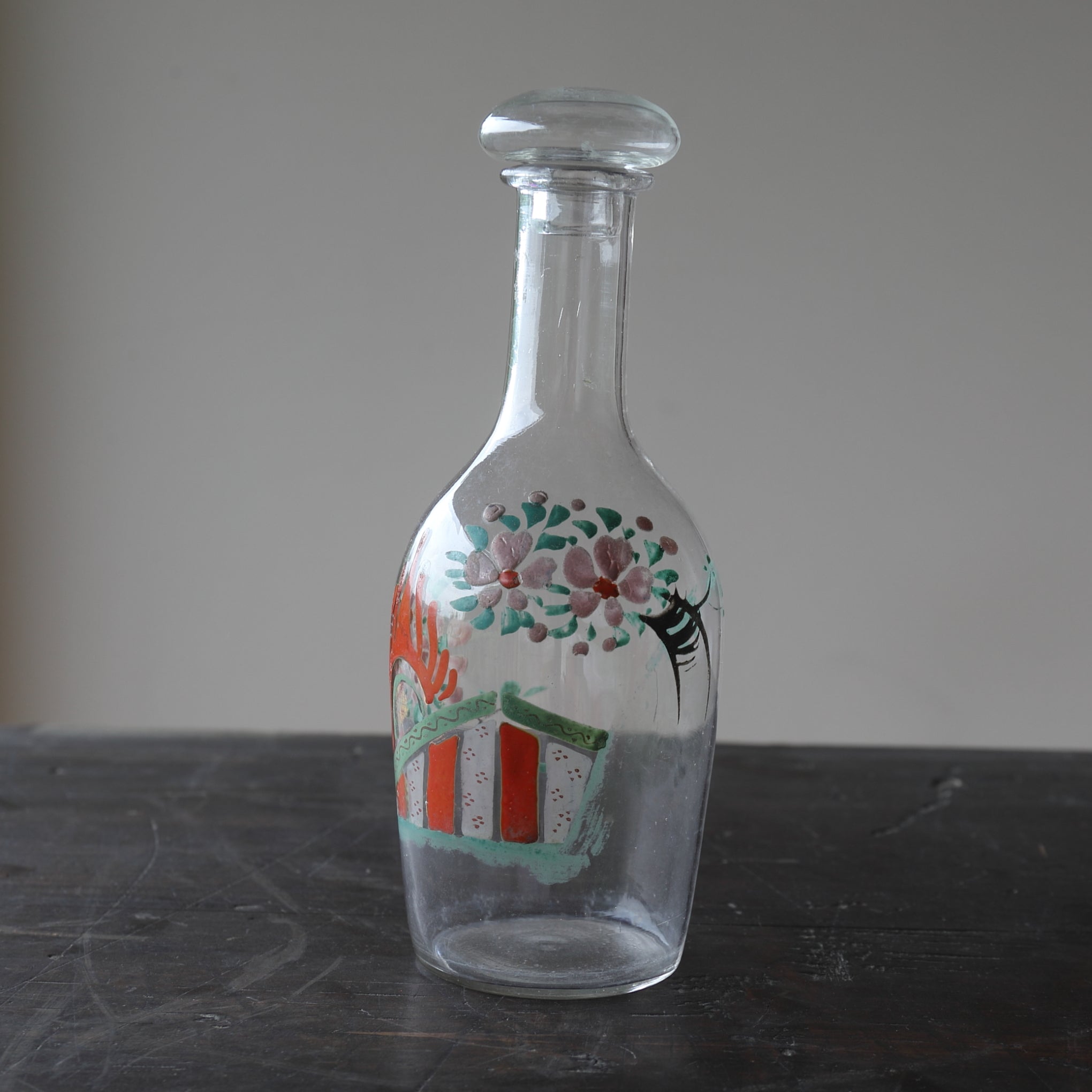 BOTELLA DE VIDRIO, con tapa, Antigüedad italiana, Moderno(Siglos XIX–XX)