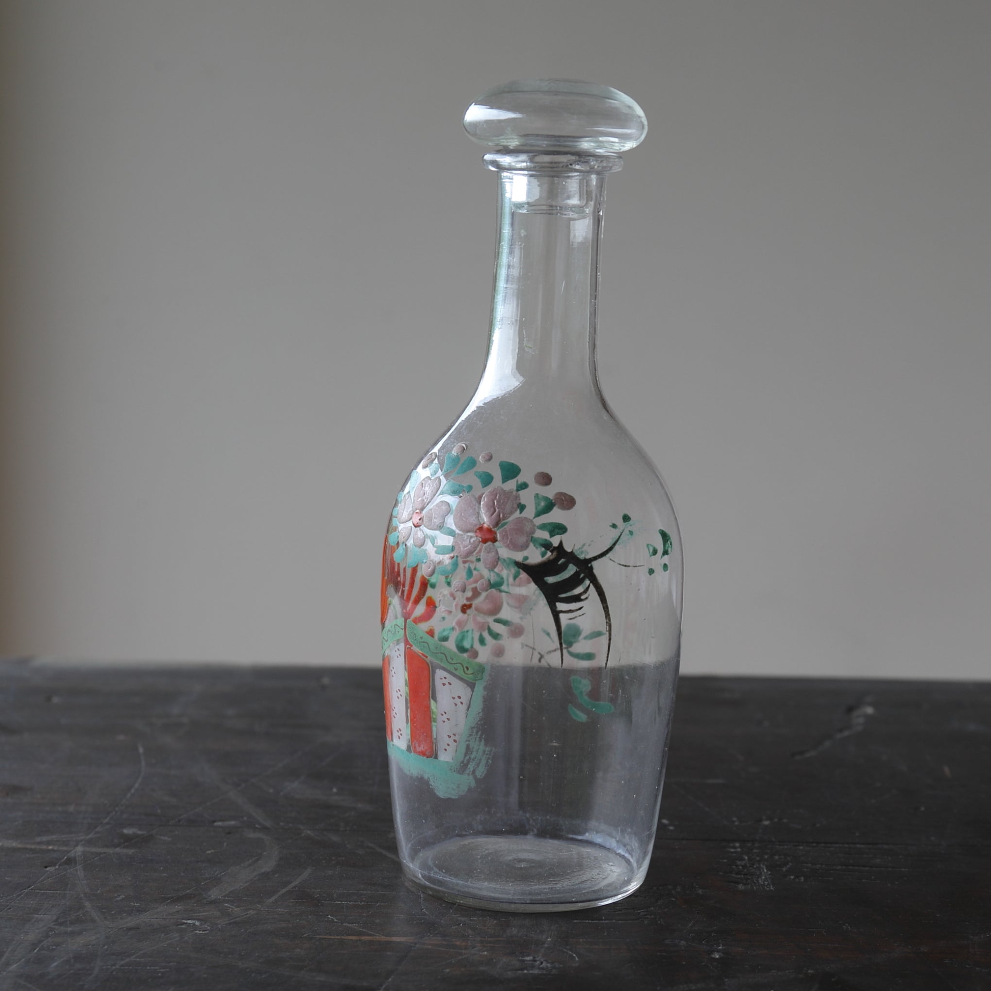 GLASS BOTTLE, with lid, Italian Antique, Modern(19th–20th centuries)