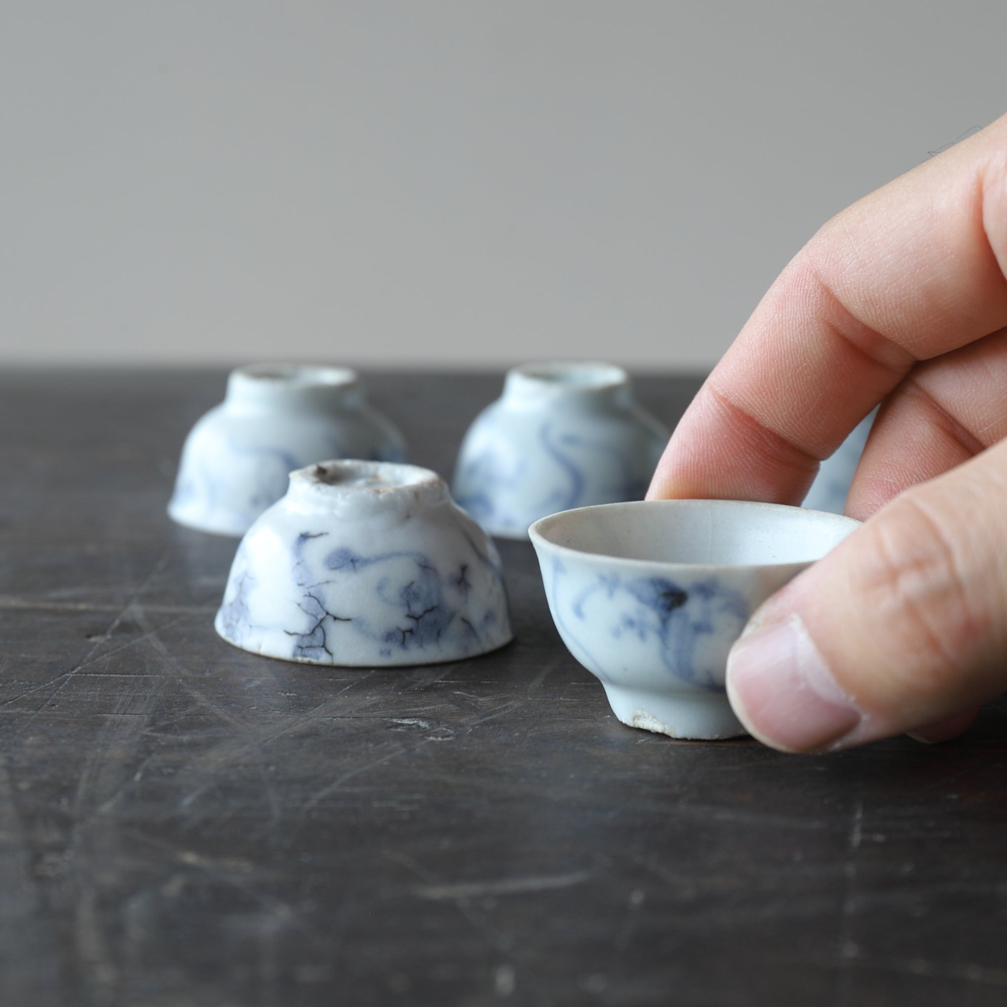 TEA CUP, With underglaze blue grass design, set of 10, Ming Dynasty(1368–1644CE)