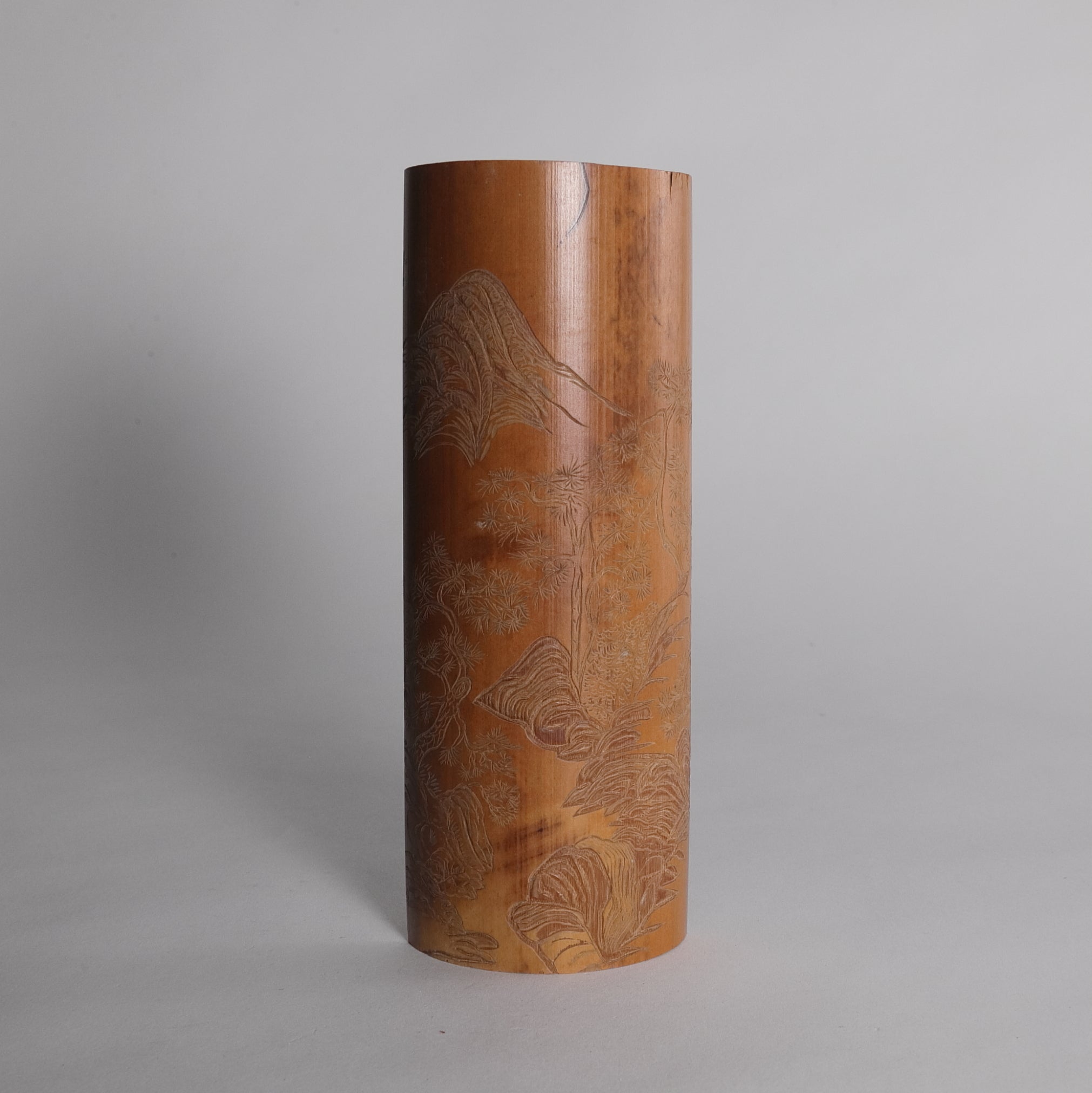 CUCHARA PARA TÉ DE BAMBÚ, Tallada con diseño de paisaje, Moderno(Siglos XIX–XX)