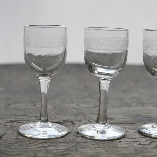 アンティークガラス杯 5客揃 19-20世紀