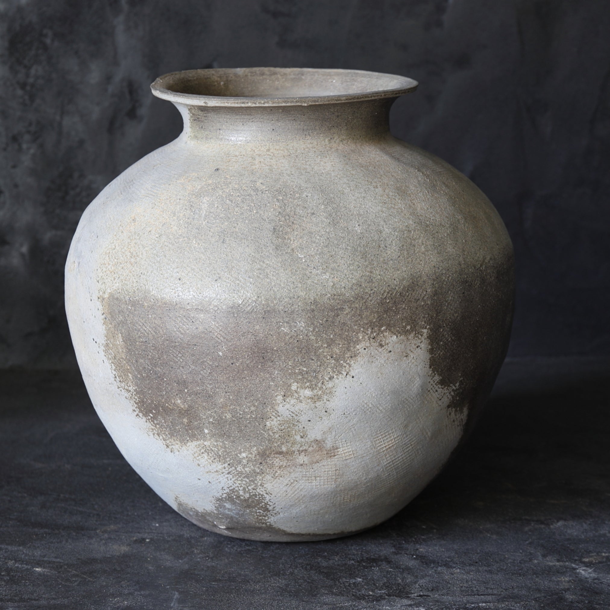 VASO GRANDE, forni di Kameyama, con motivo stampato, Periodo Kamakura(1185–1333 d.C.)